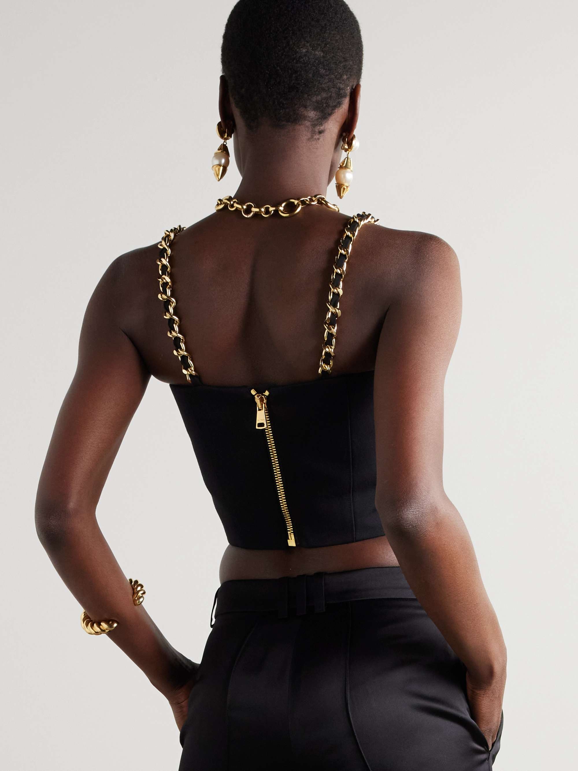 Embellished wool bustier top view