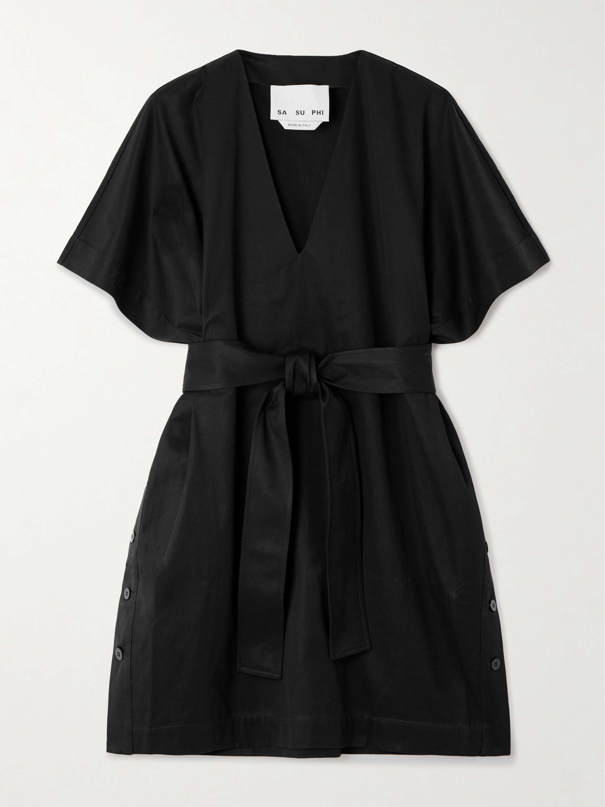 Elettra belted cotton-twill mini dress view
