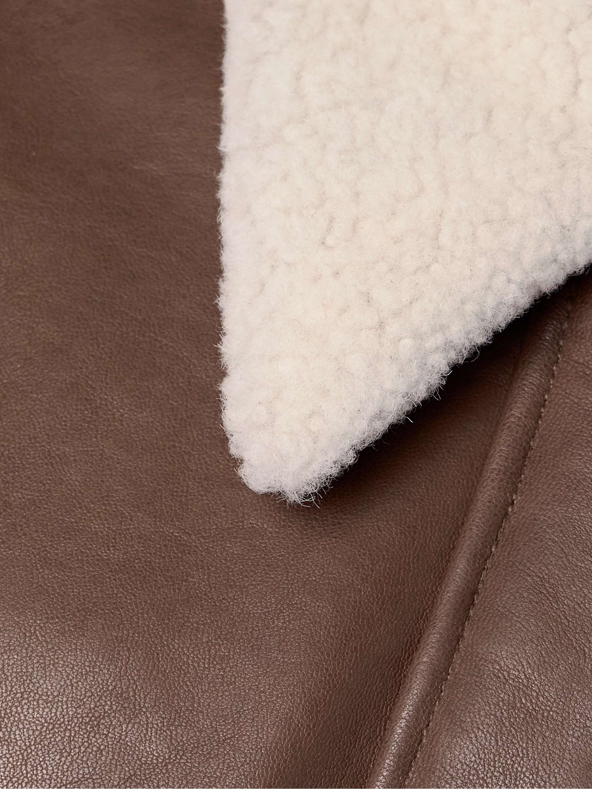 Shellar oversized shearling-trimmed leather jacket view