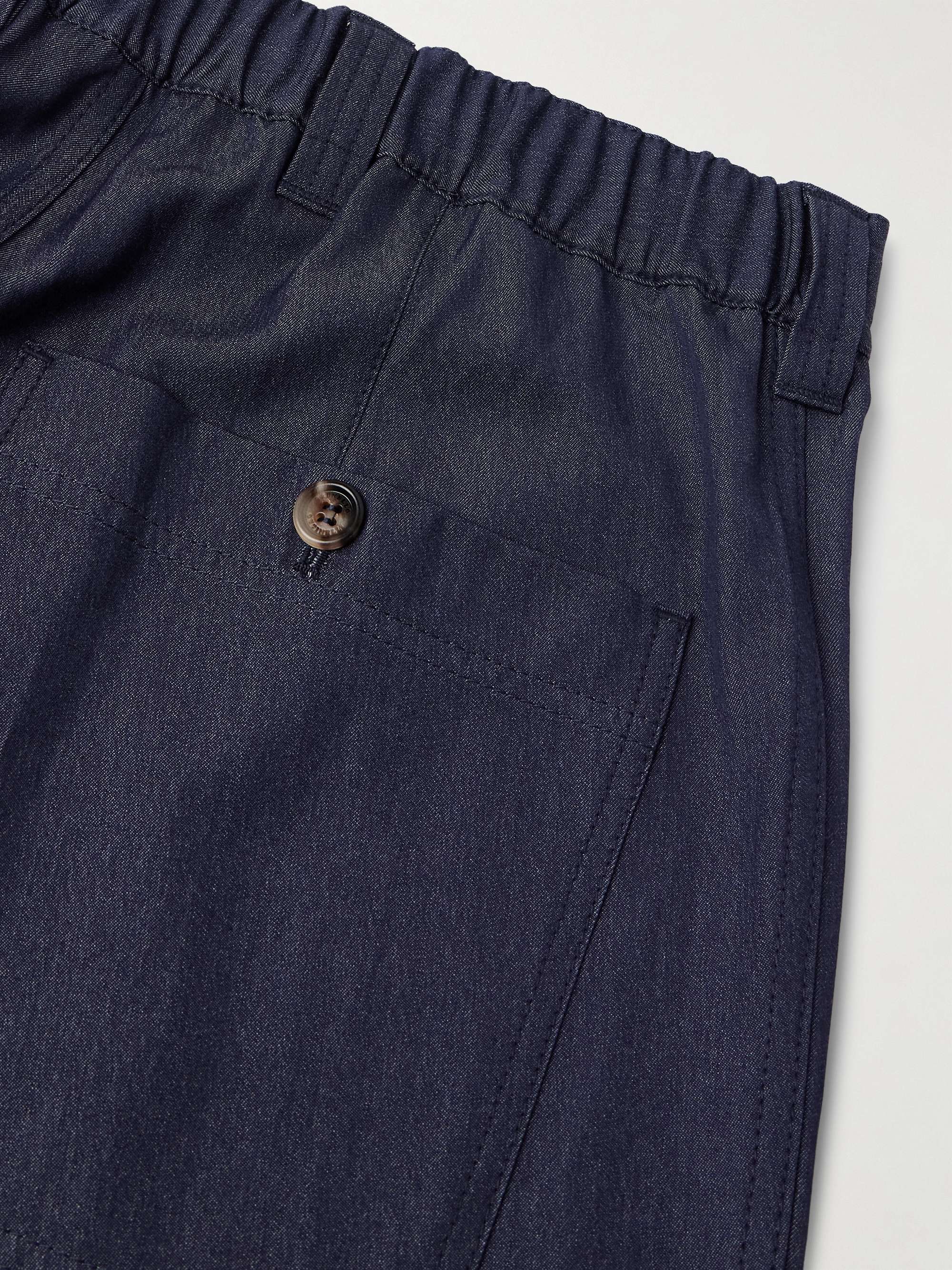 Tapered Pleated Linen Drawstring Trousers view