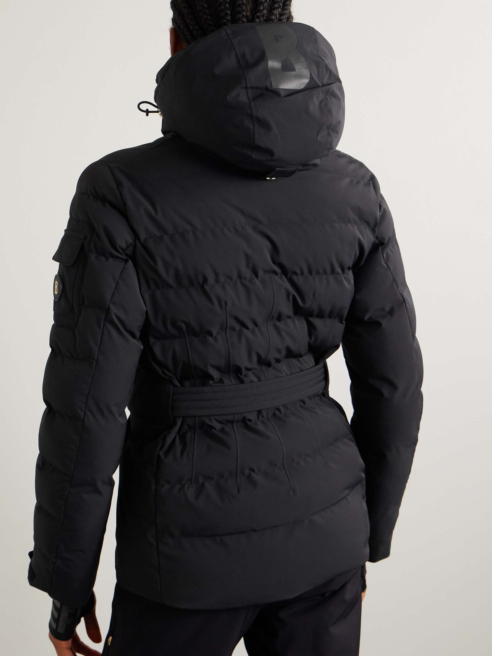 Ellya hooded belted quilted ski jacket view