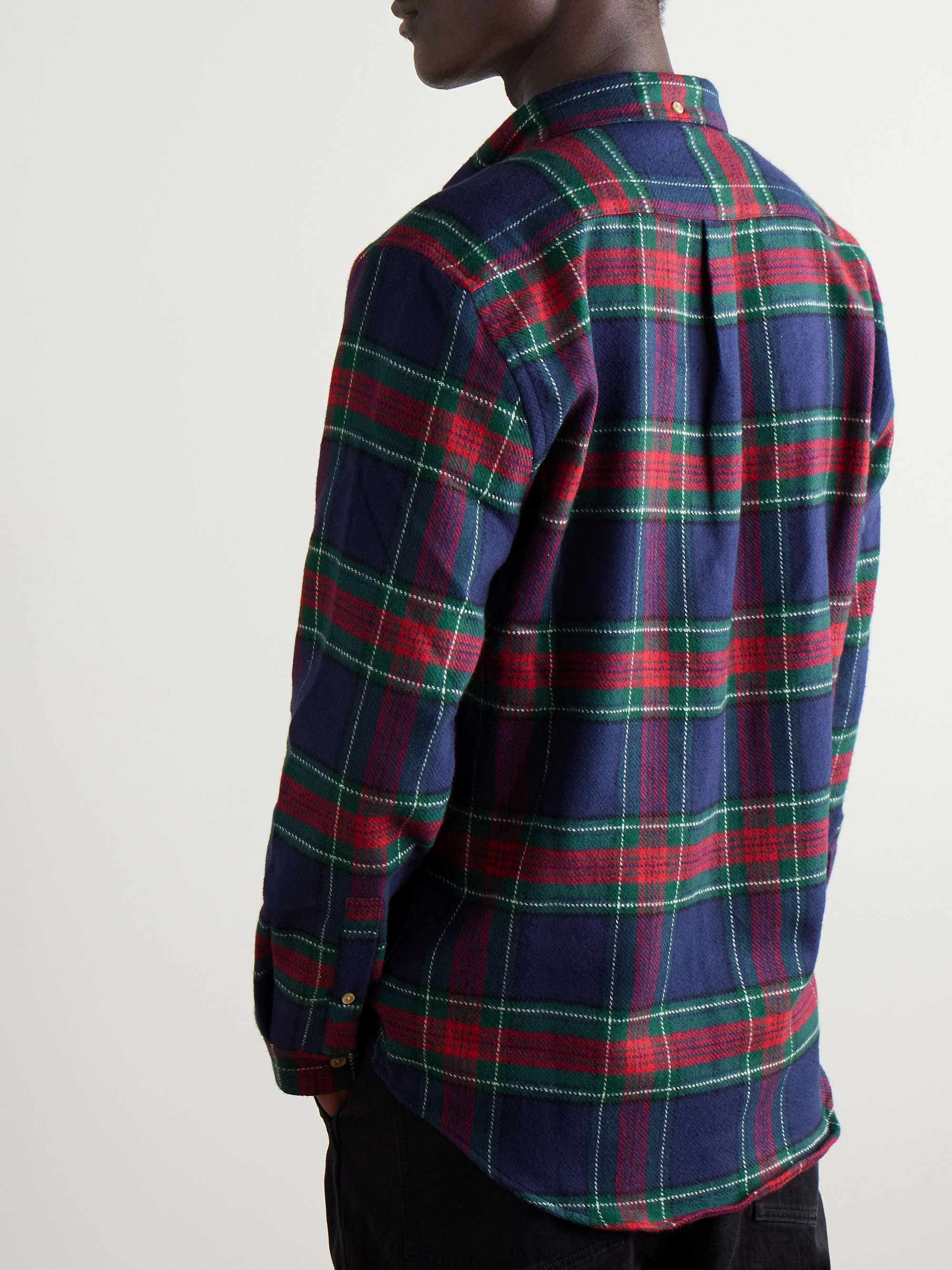 Faru Button-Down Collar Checked Cotton-Flannel Shirt view