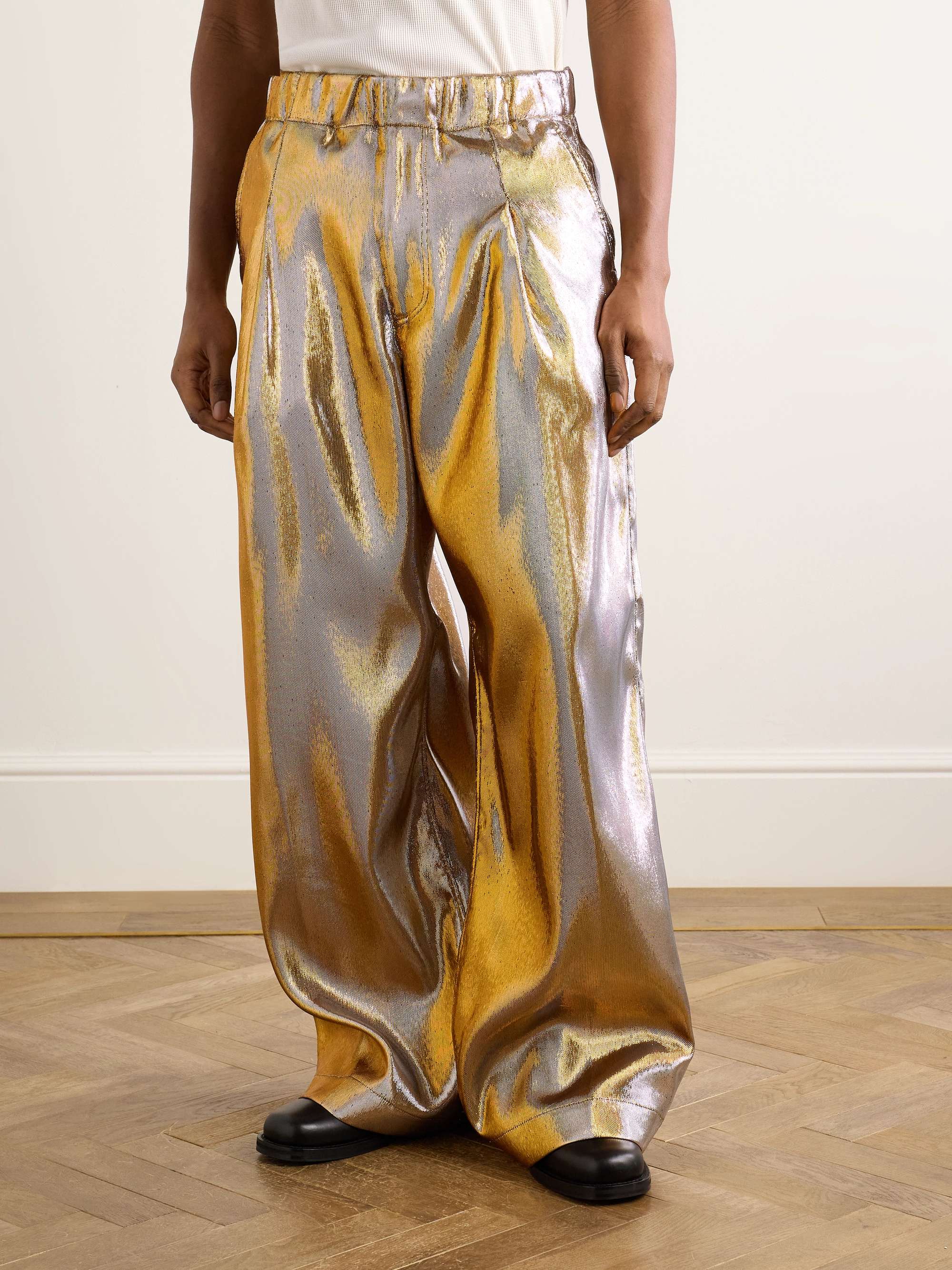Wide-Leg Lamé Suit Trousers view