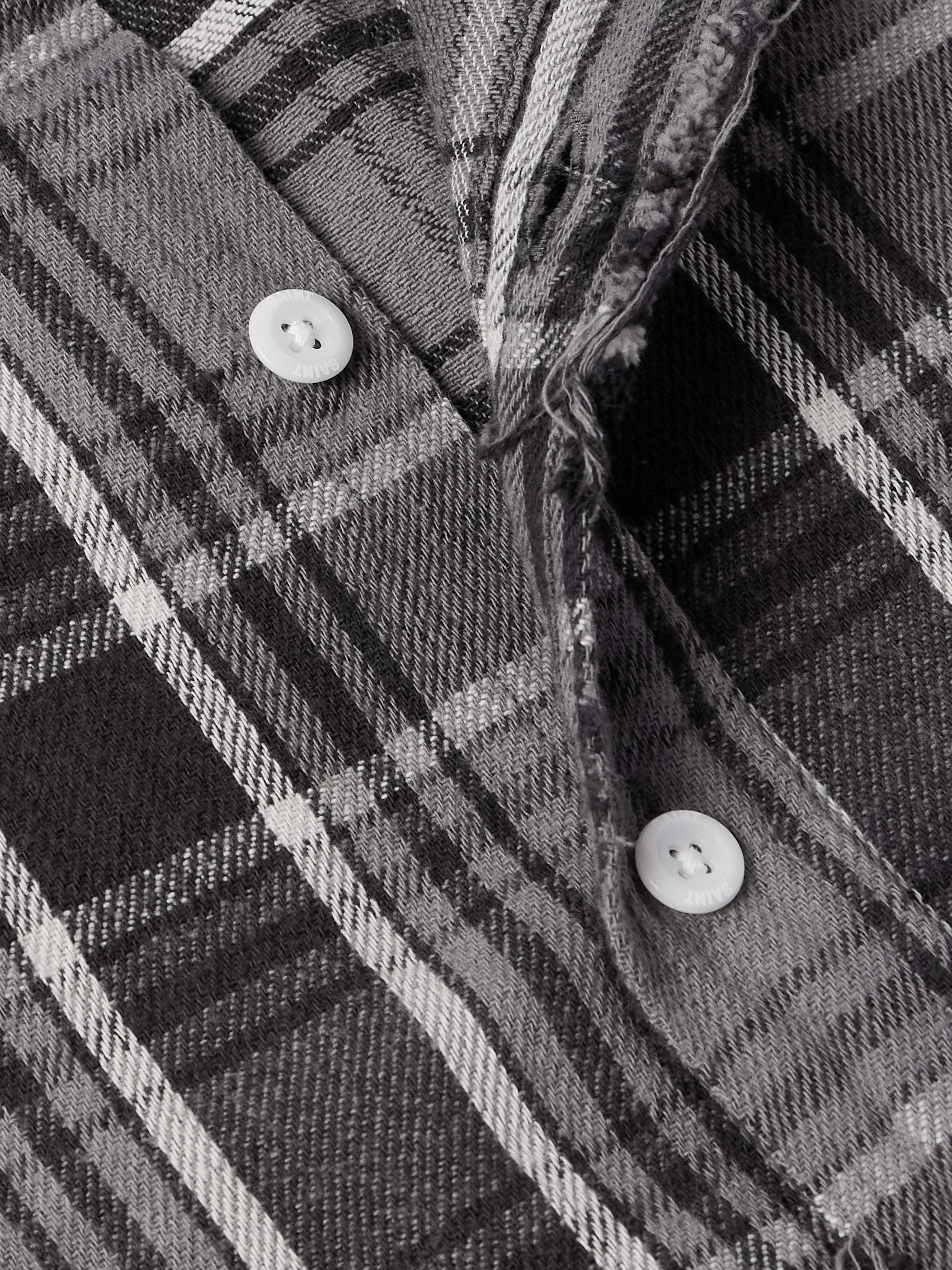 Distressed Checked Cotton-Flannel Shirt view