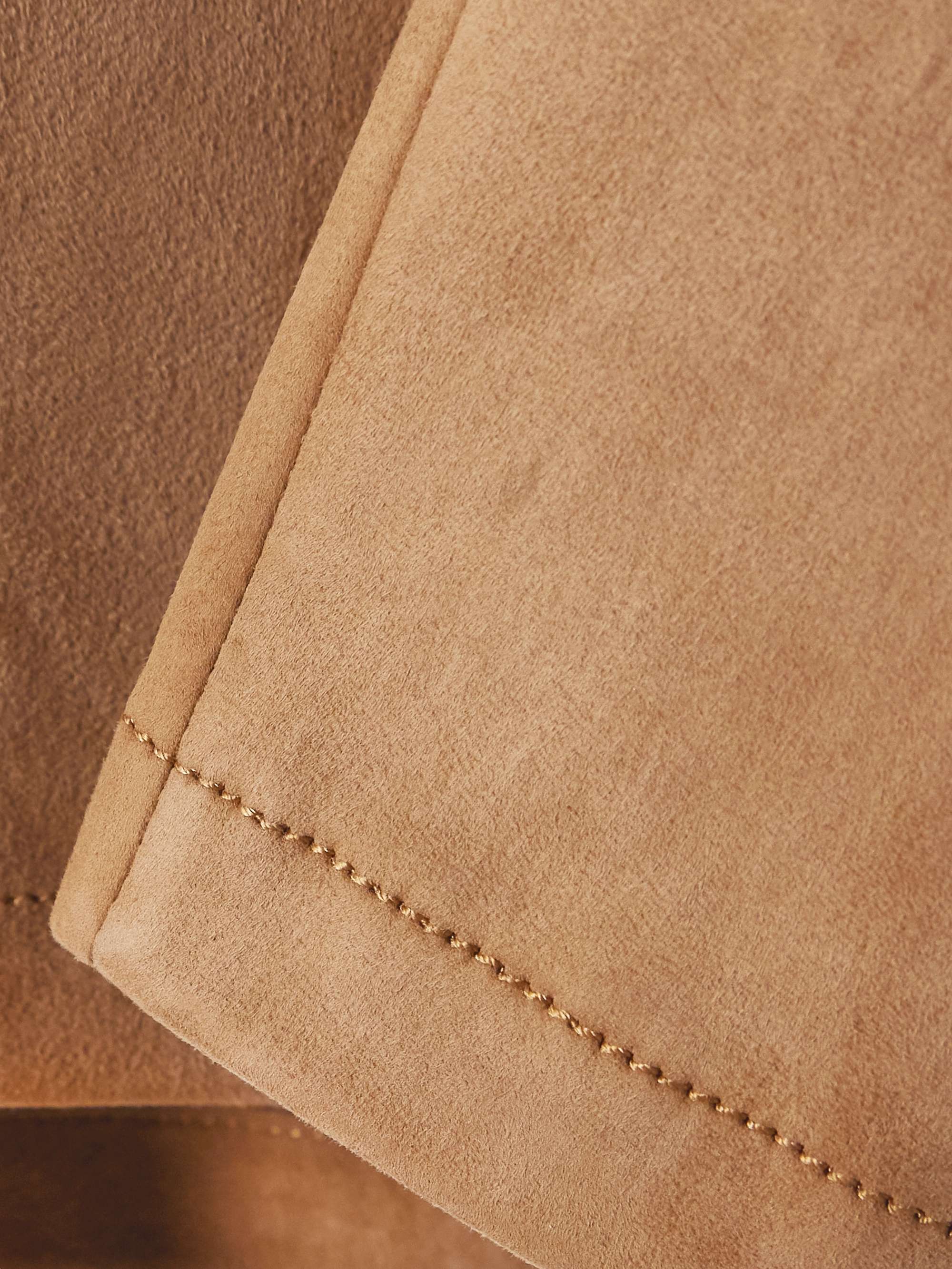 Asymmetric gathered suede midi skirt view