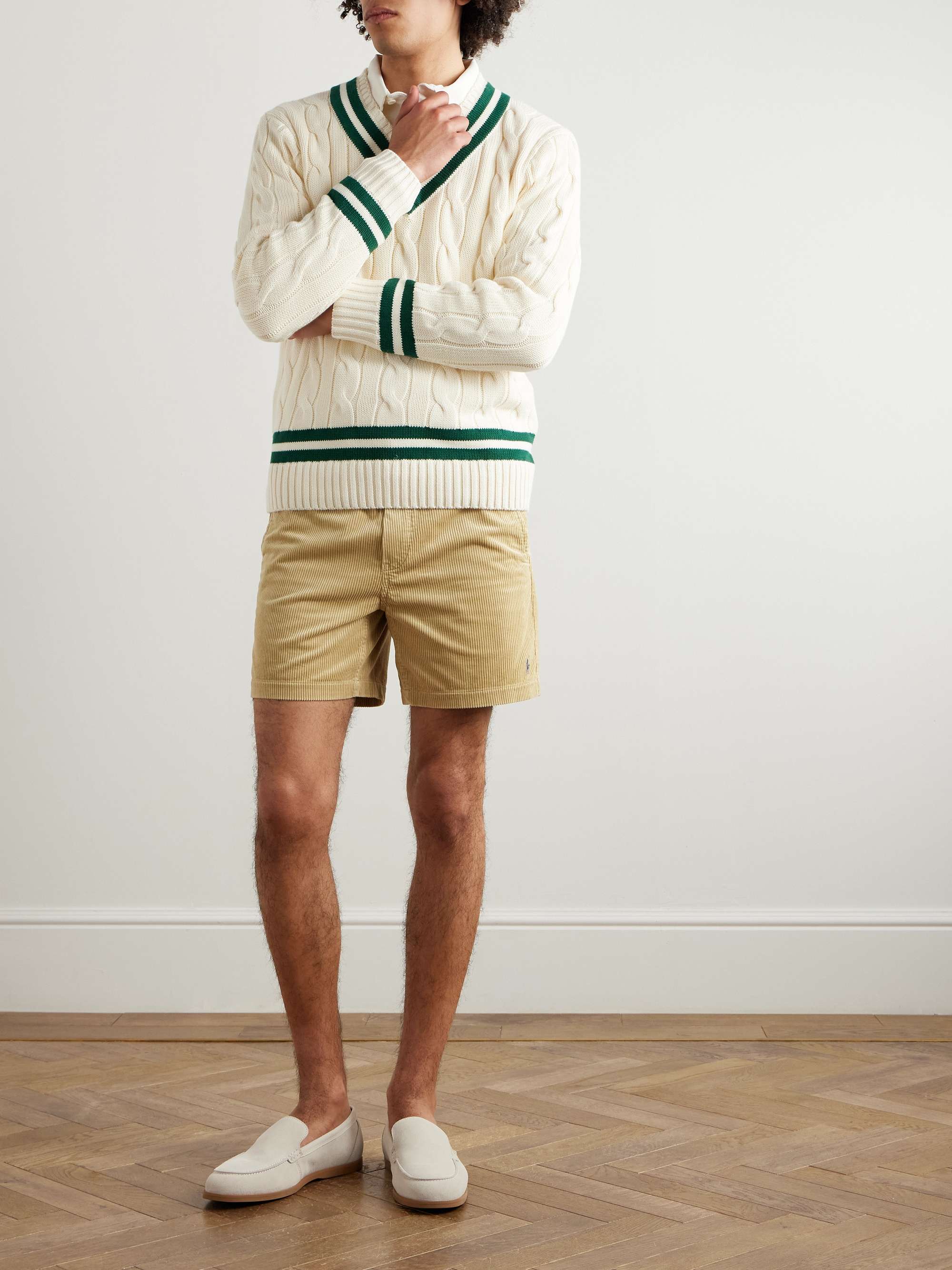 Prepster Straight-Leg Logo-Embroidered Cotton-Corduroy Drawstring Shorts view