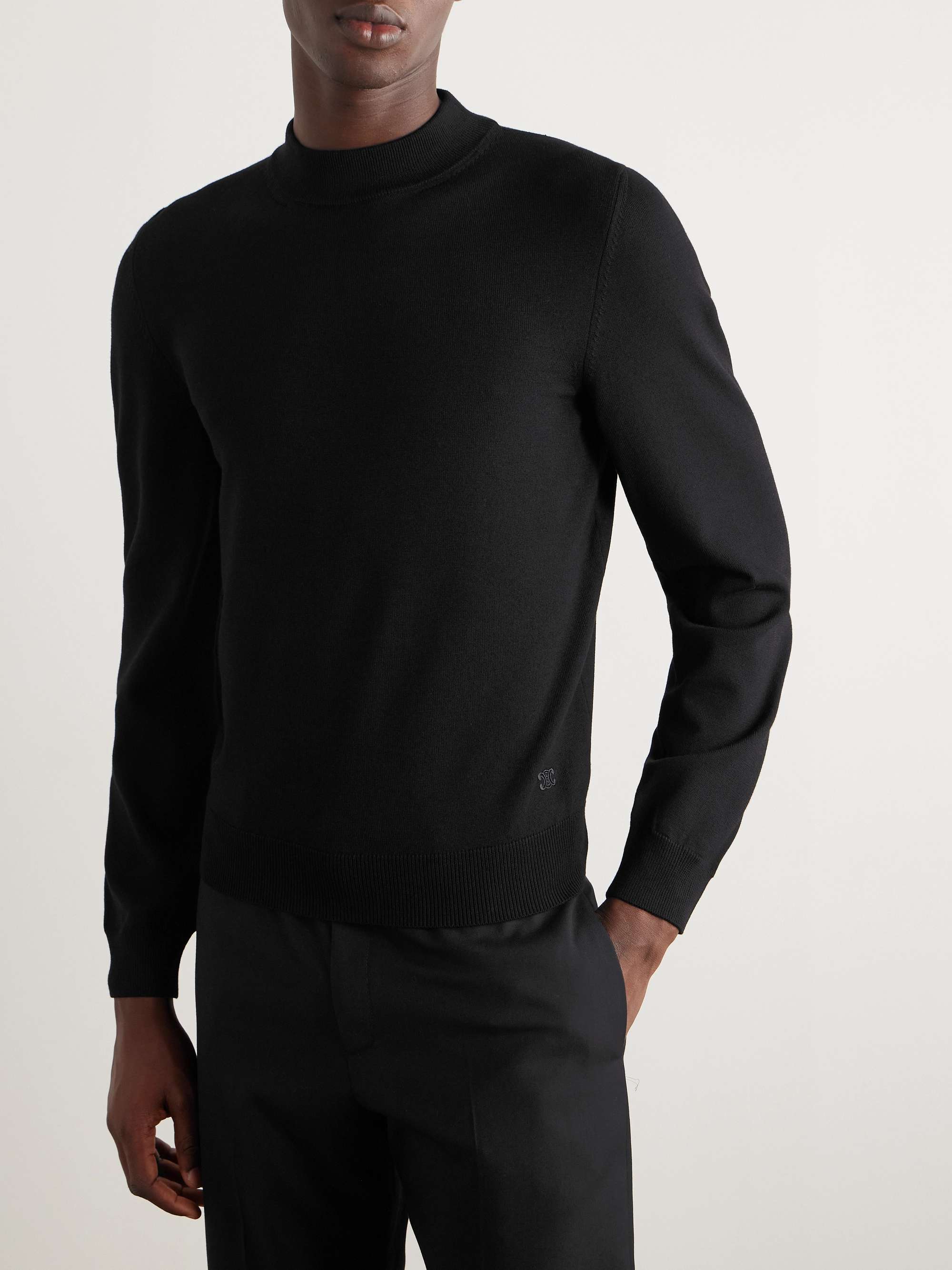 Logo-Embroidered Wool-Blend Rollneck Sweater view