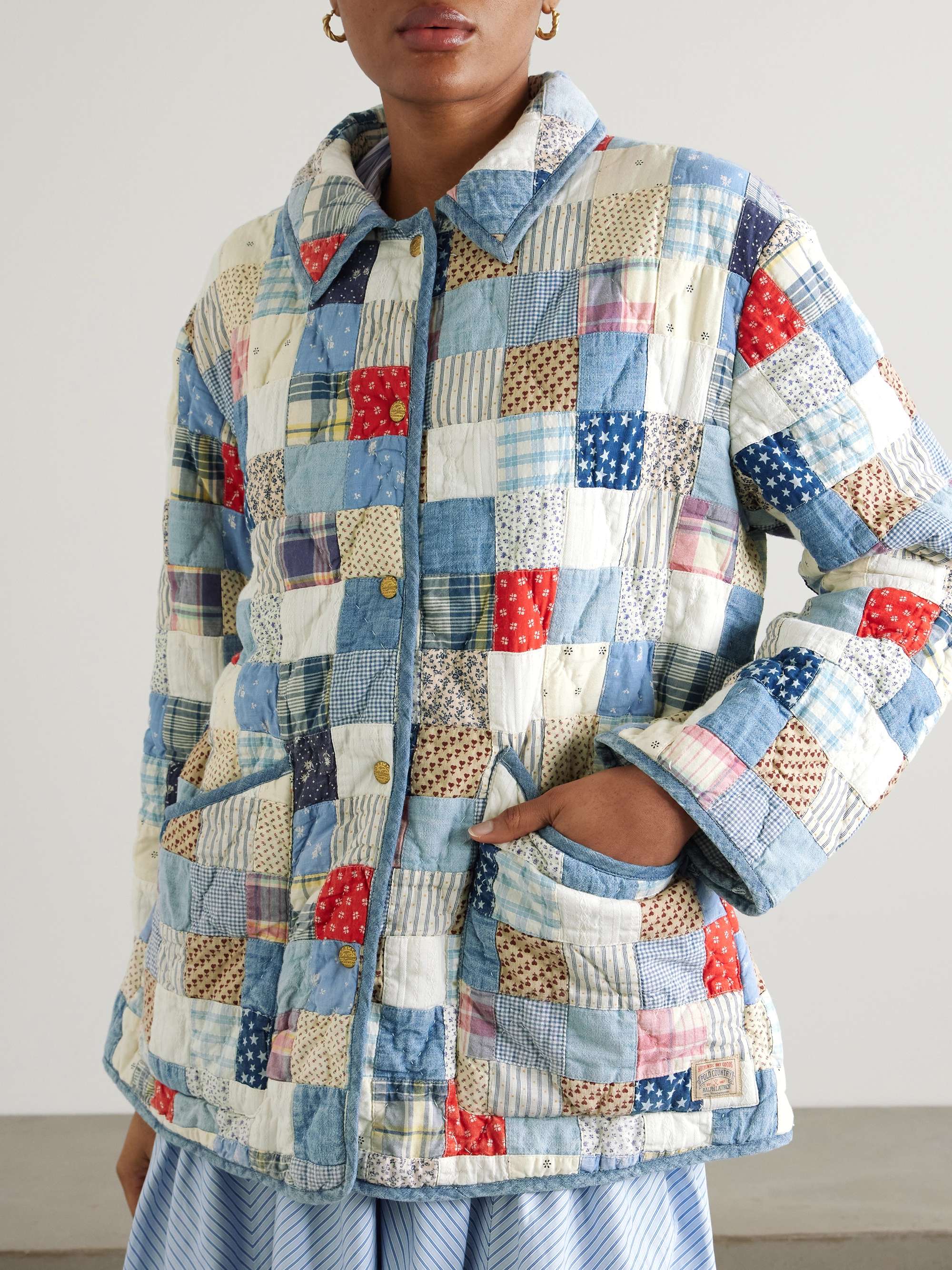 Patchwork quilted printed cotton jacket view
