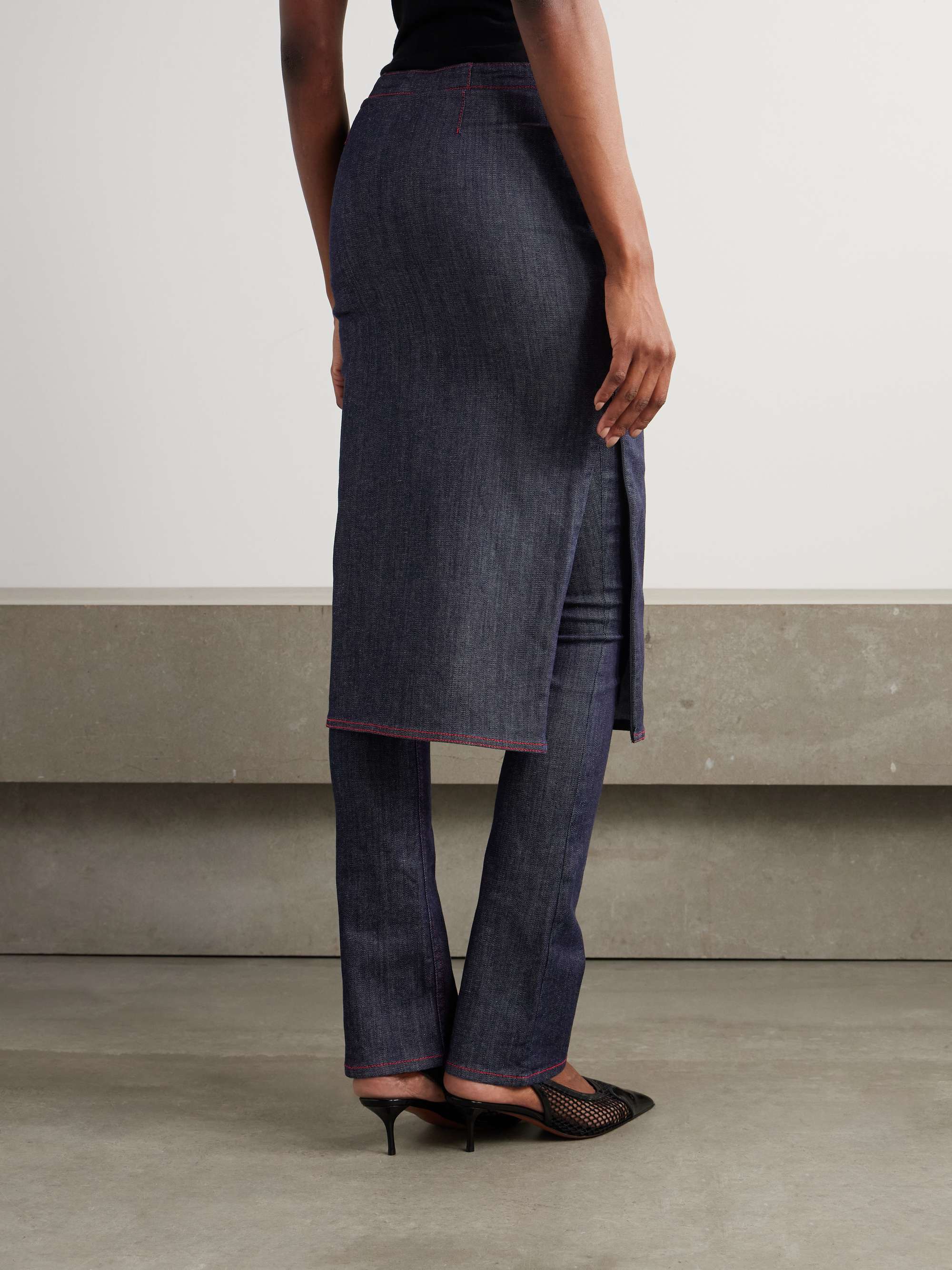 High-rise straight-leg layered jeans view