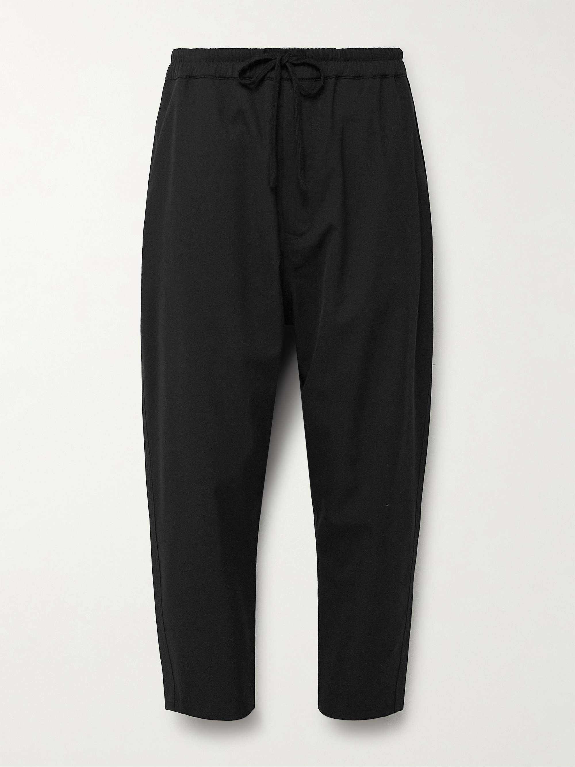 Walker Tapered Cropped Virgin Wool Drawstring Trousers view