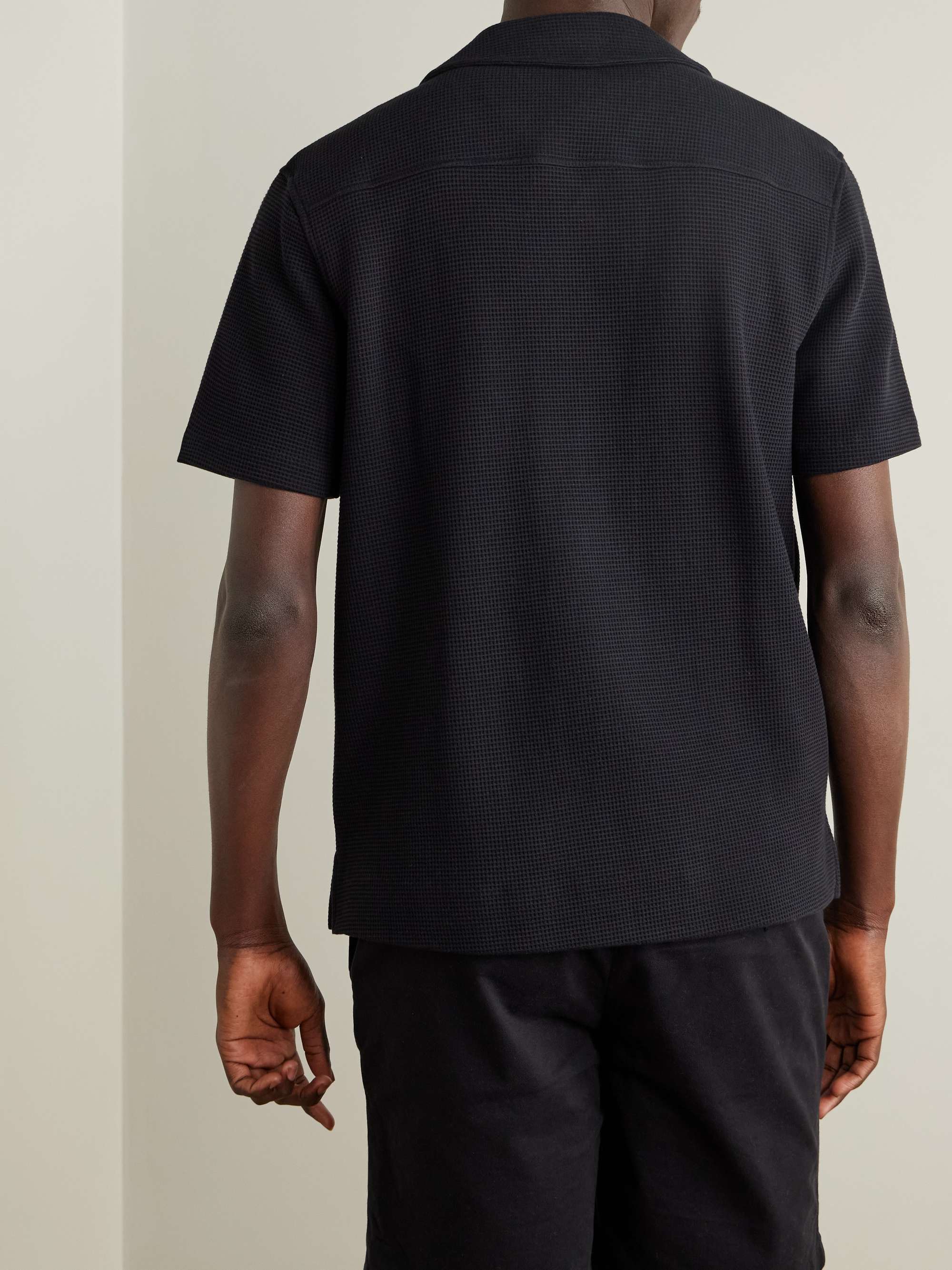 Camp-Collar Waffle-Knit Organic Cotton Shirt view