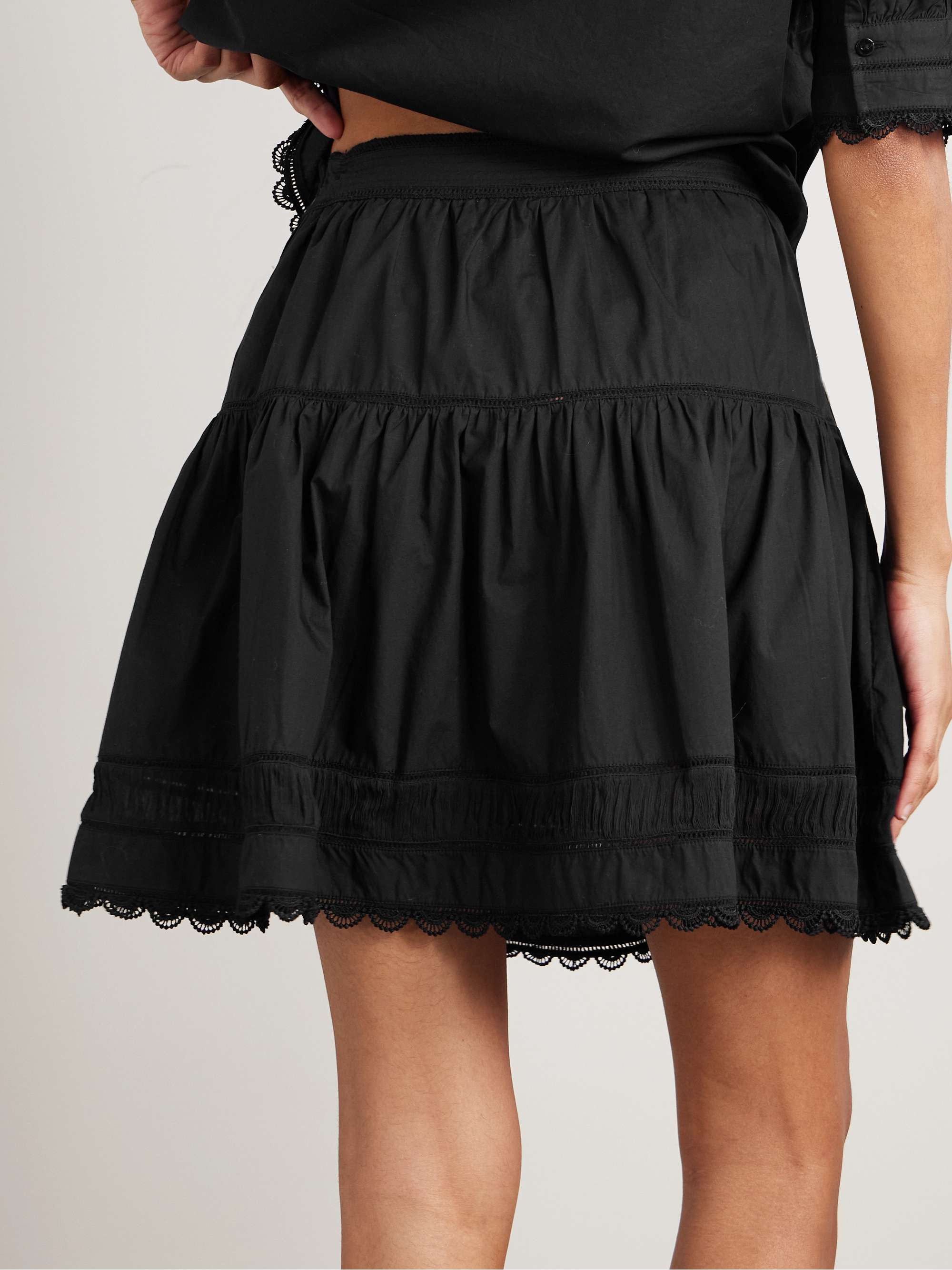 Ayla crochet-trimmed pleated poplin mini skirt view