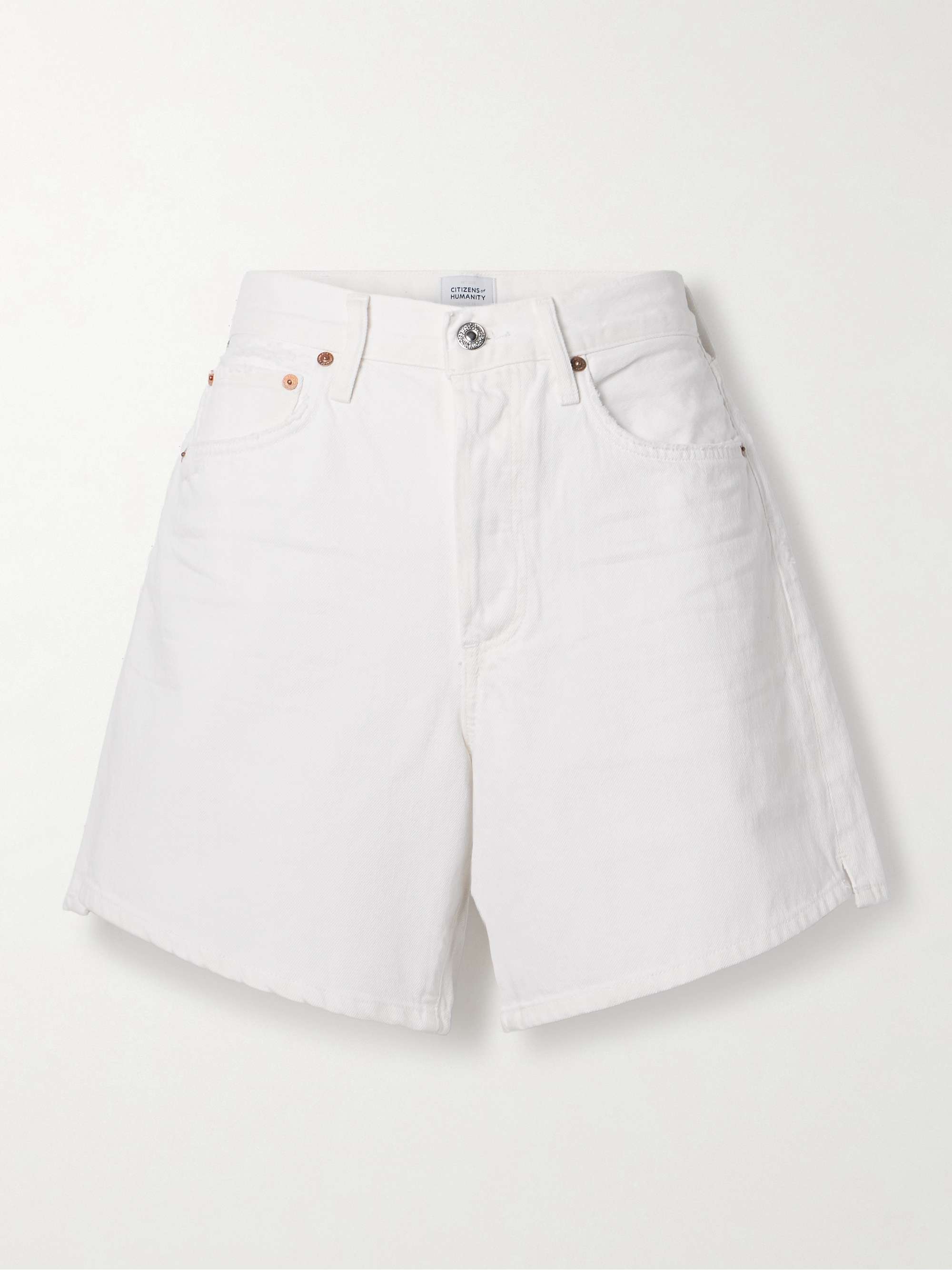 Marlow distressed organic denim shorts view