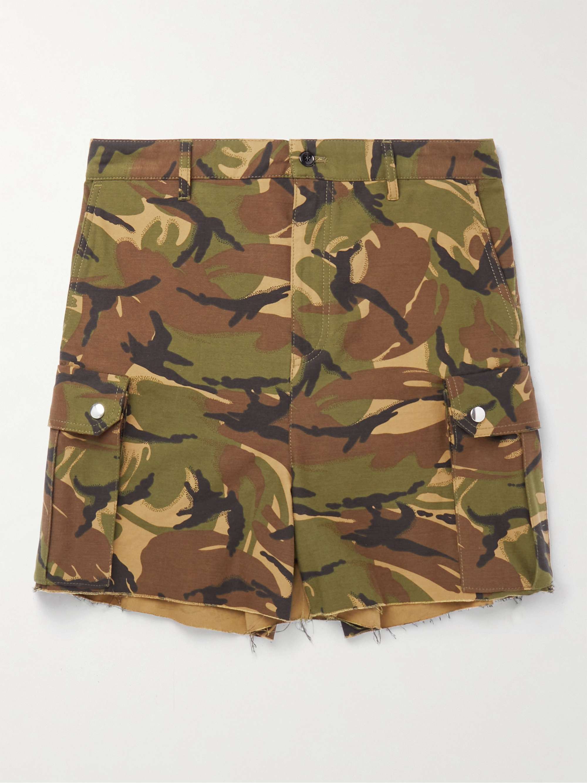 Wide-Leg Camouflage-Print Cotton Cargo Shorts view