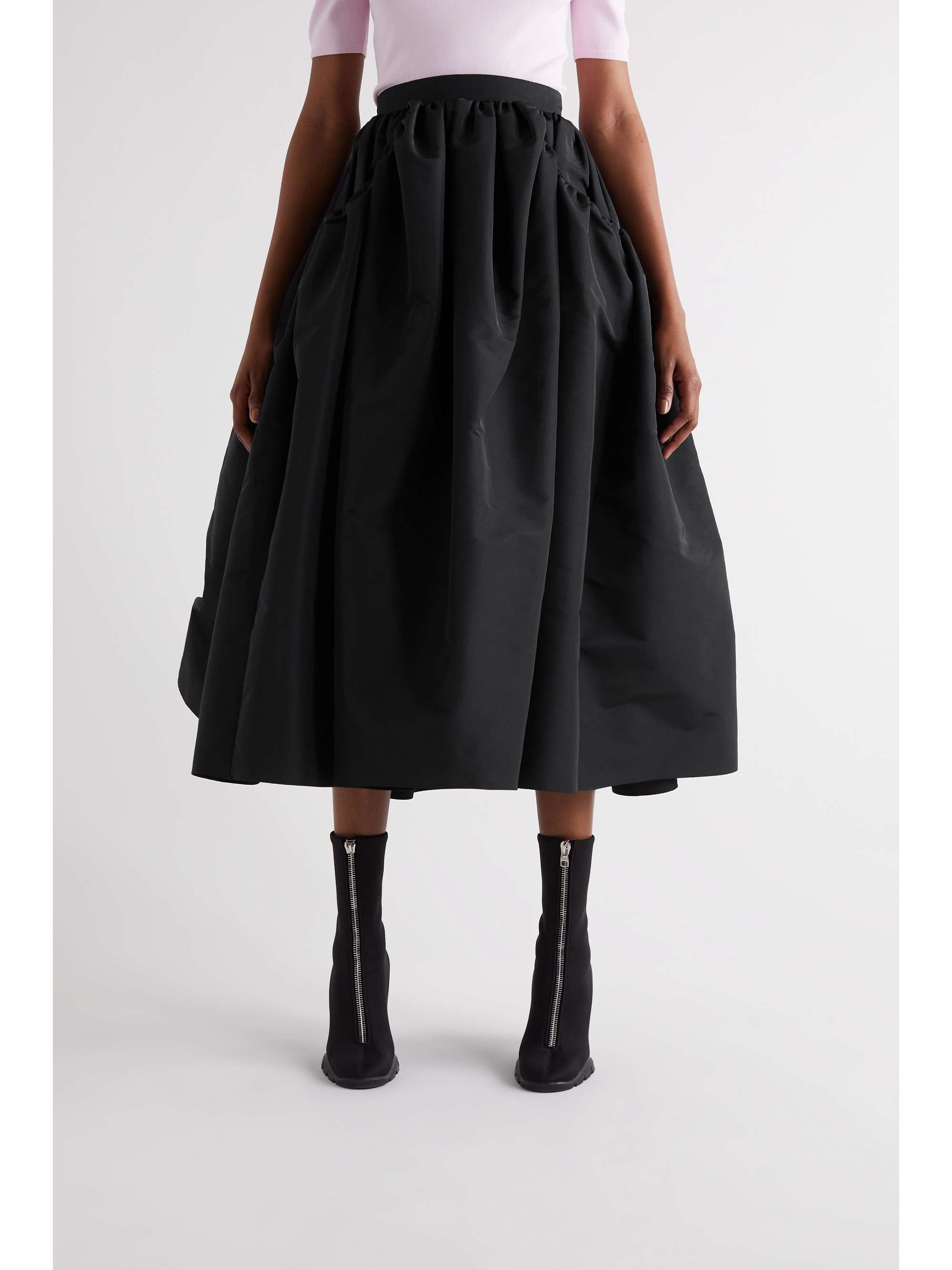 Pleated faille midi skirt view