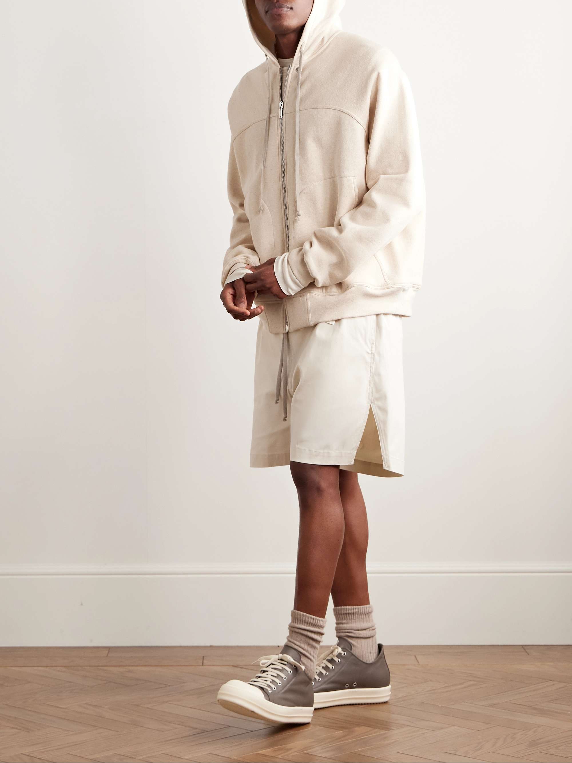 Panelled Cotton-Jersey Zip-Up Hoodie view
