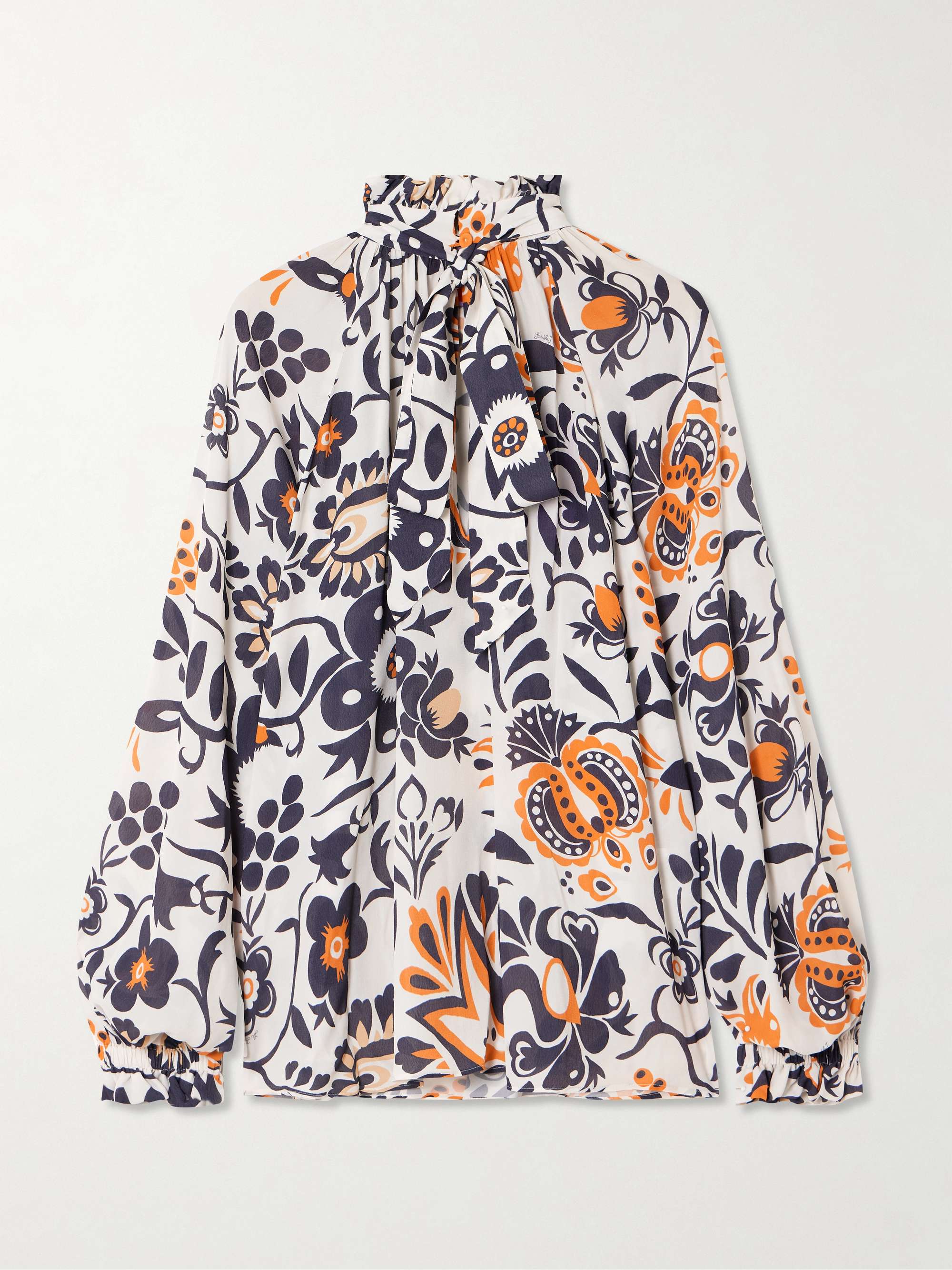 Cerere ruffled tie-detailed printed crepe blouse view