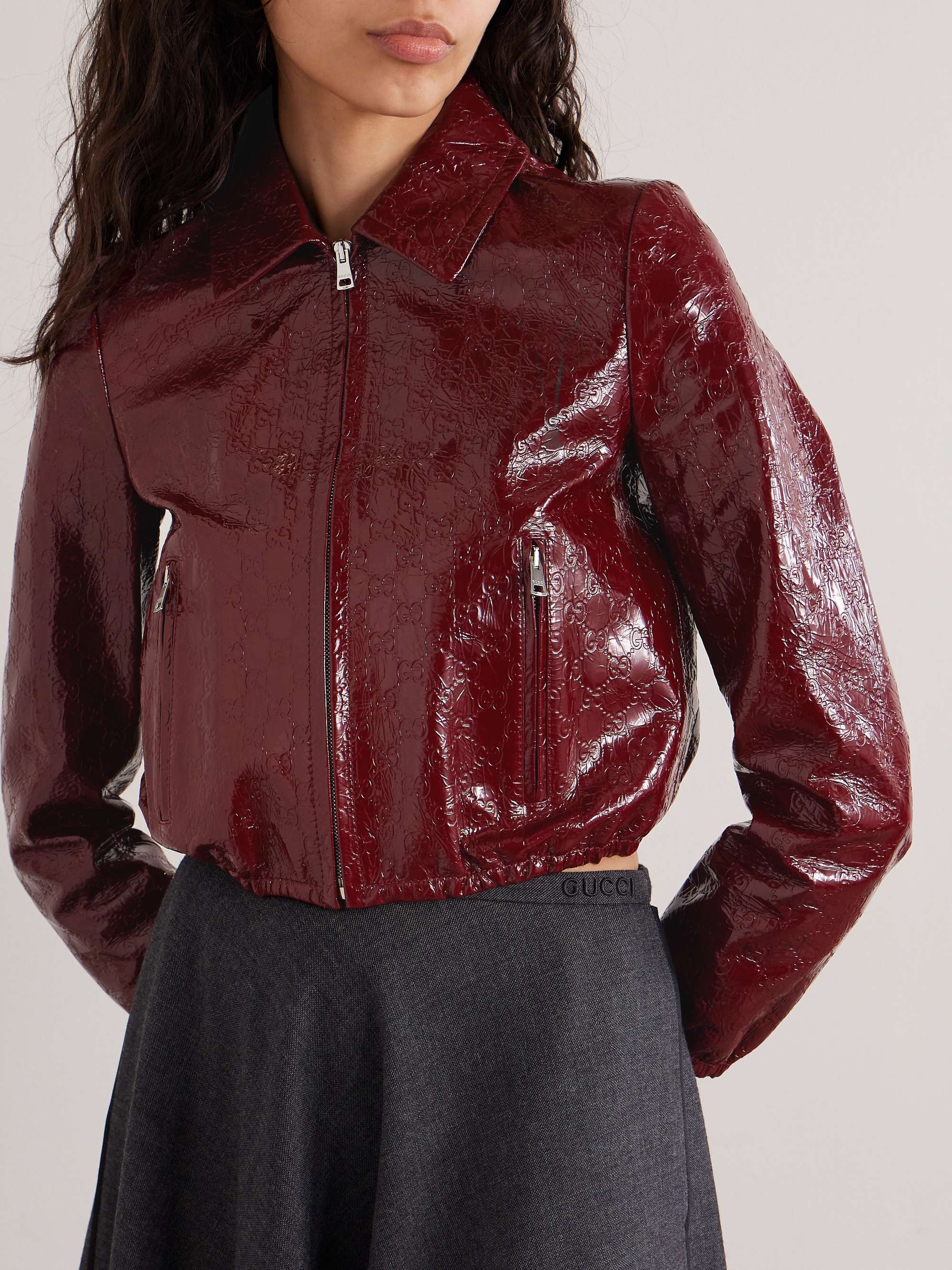 Debossed patent-leather jacket view