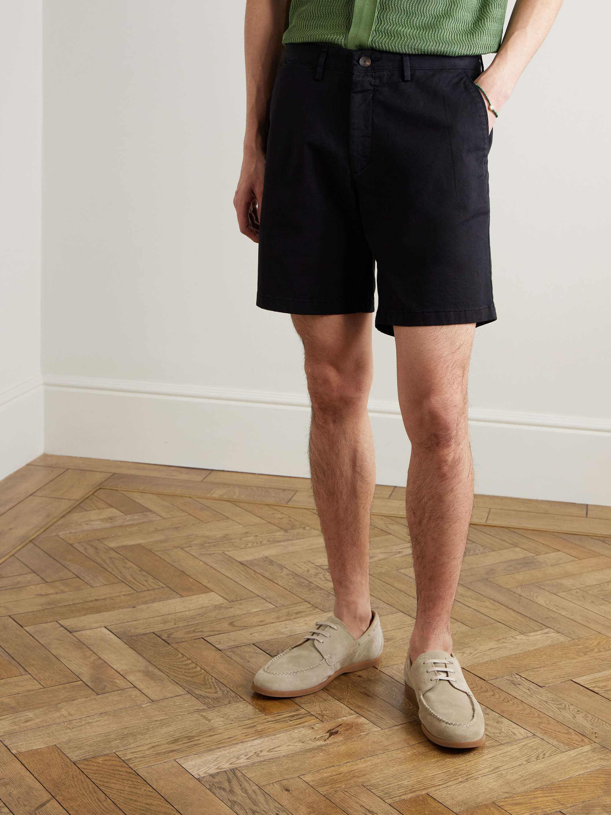 Straight-Leg Garment-Dyed Cotton-Blend Twill Bermuda Shorts view