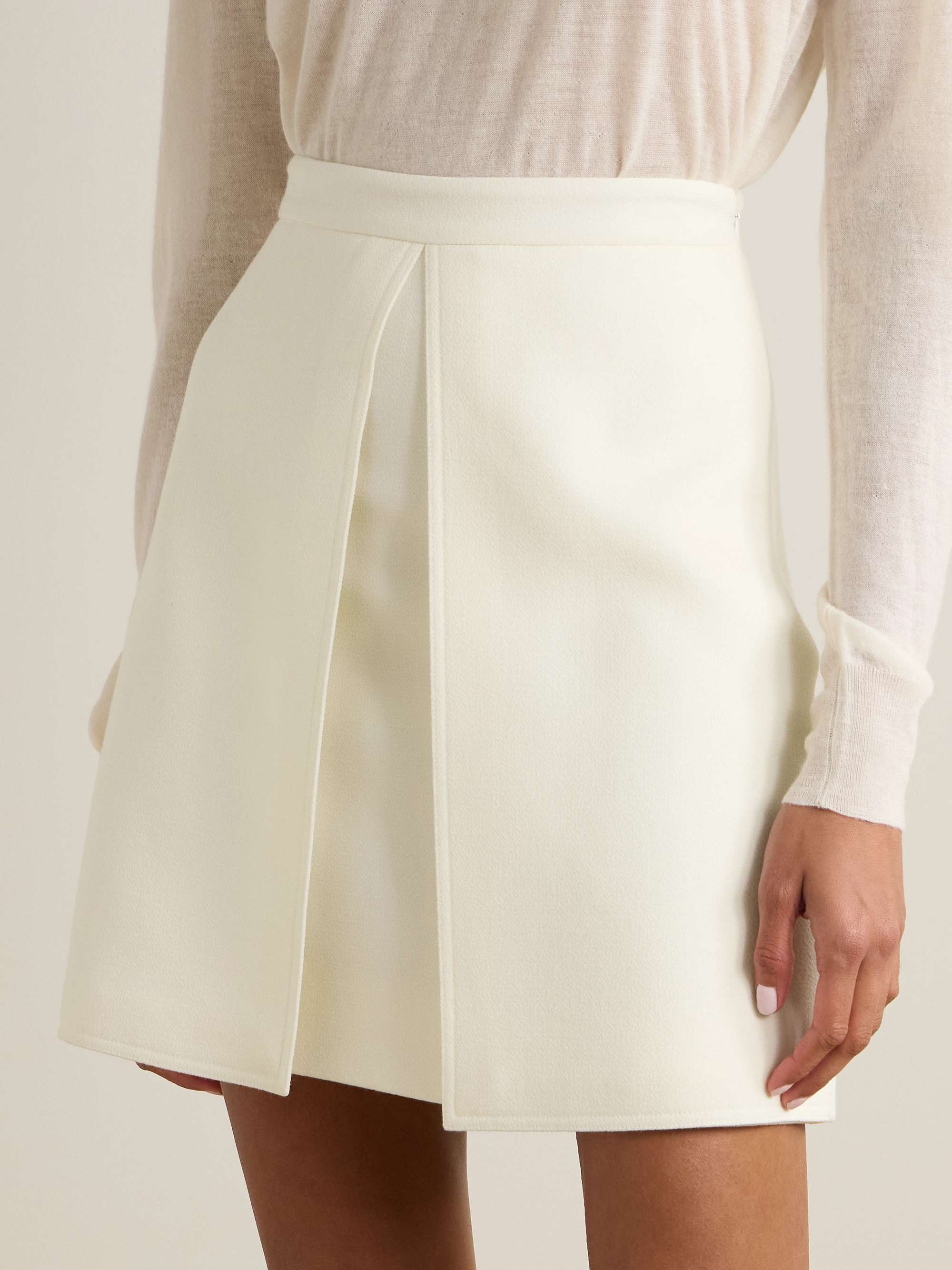 + The Vanguard Alex layered wool-crepe mini skirt view