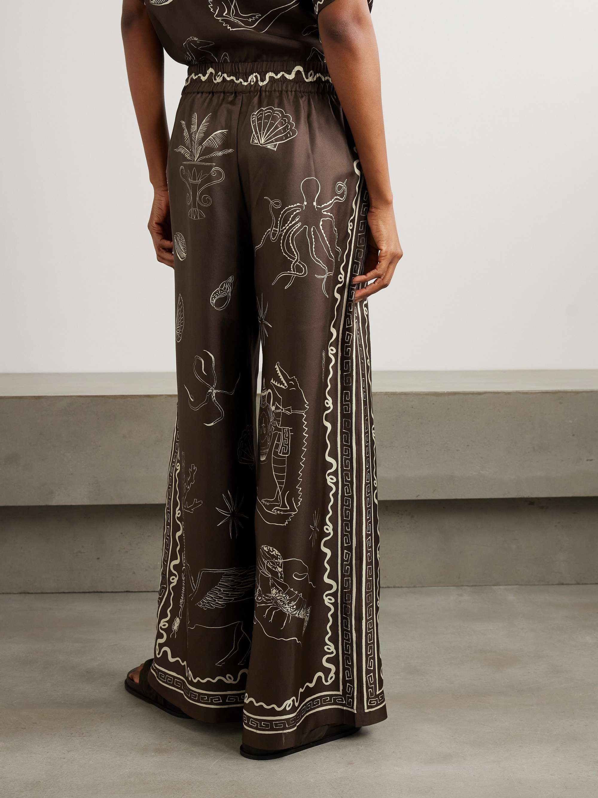 + Sam Pauletto Sammy printed silk-twill wide-leg pants view