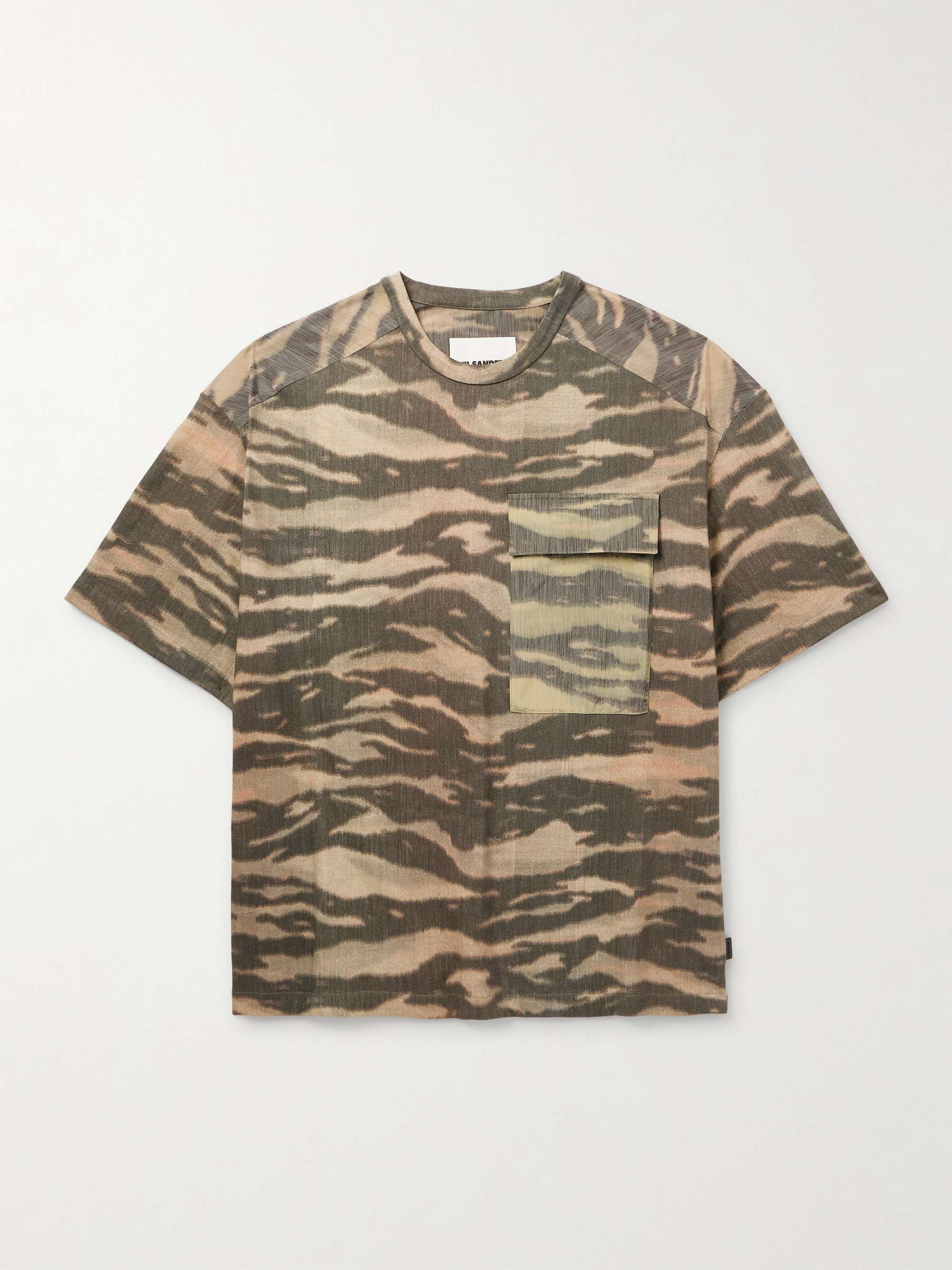 Printed Shell-Trimmed Cotton-Jersey T-Shirt view