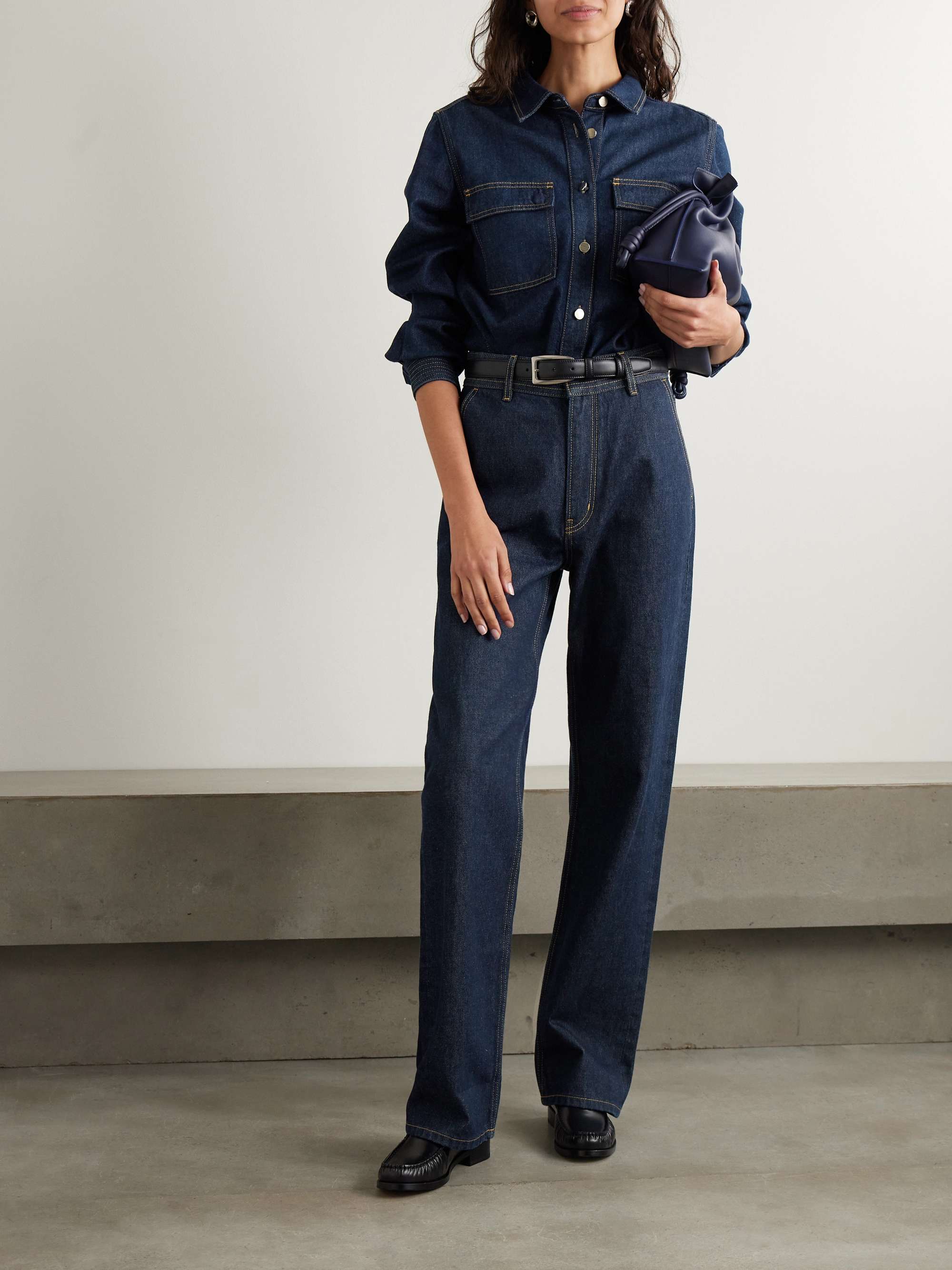 The Trapunto topstitched organic denim shirt view