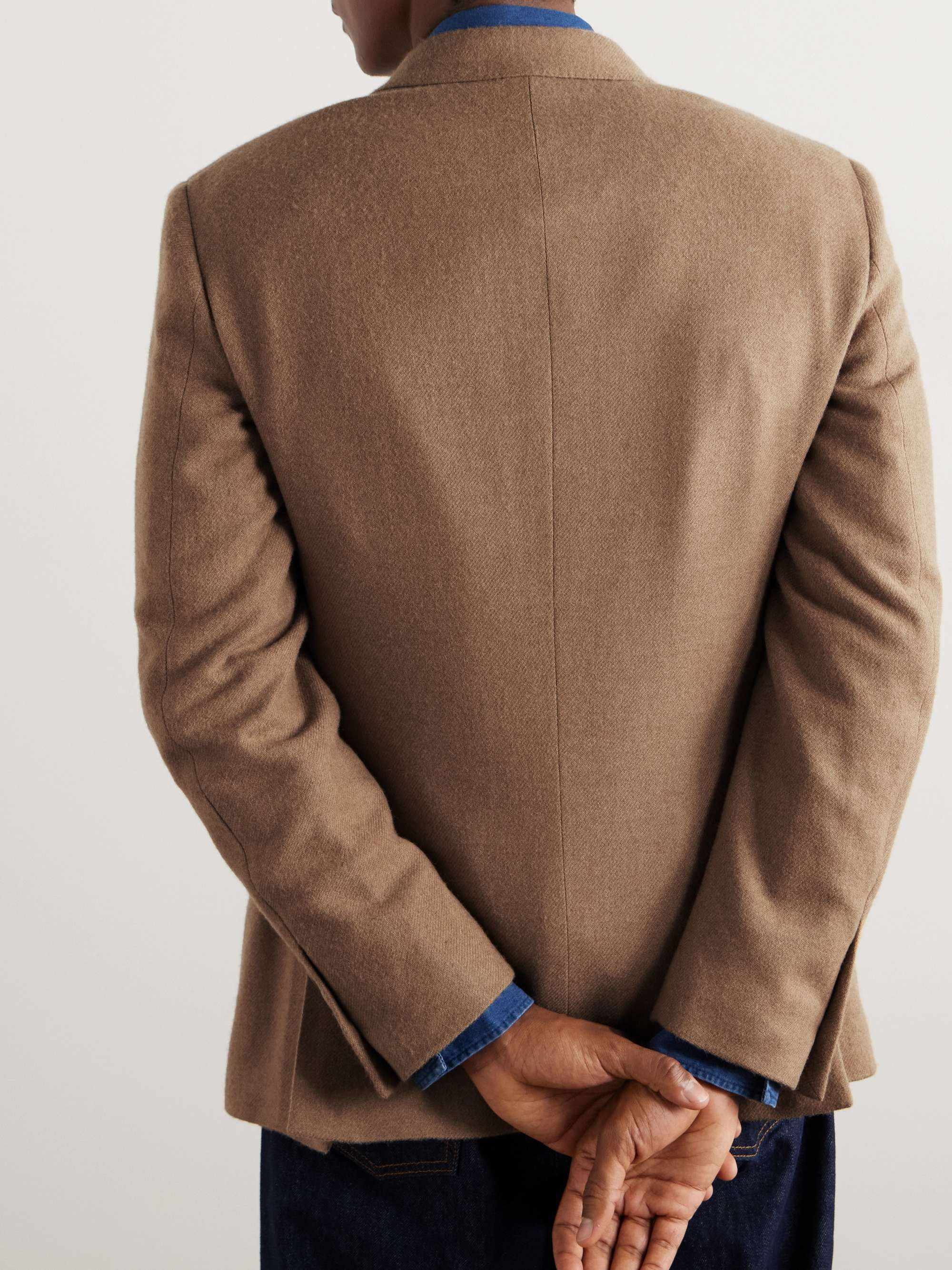 Slim-Fit Double-Breasted Camel Hair Blazer view