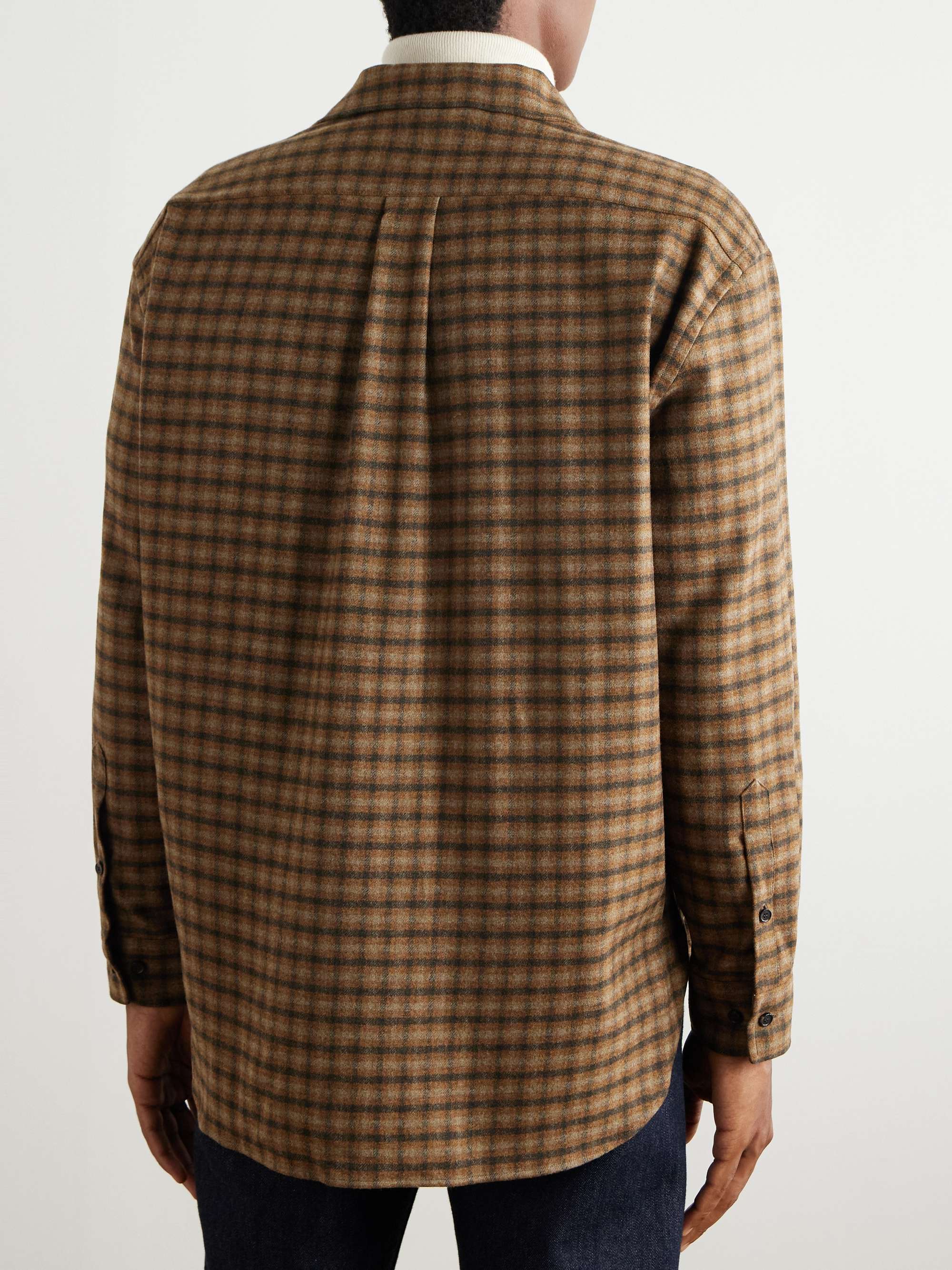 Checked Brushed Wool and Cashmere-Blend Overshirt view