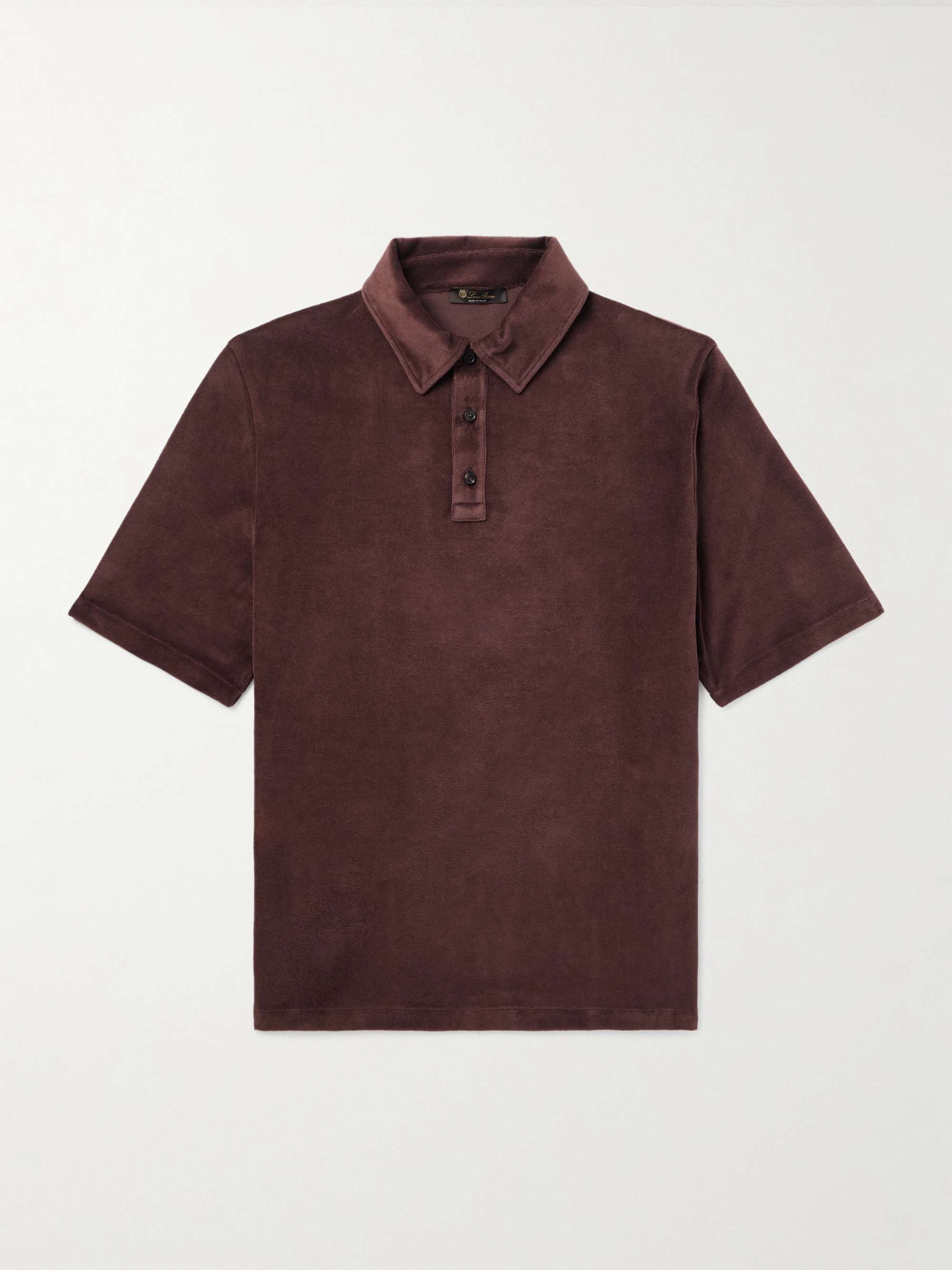 Cotton and Silk-Blend Velour Polo Shirt view