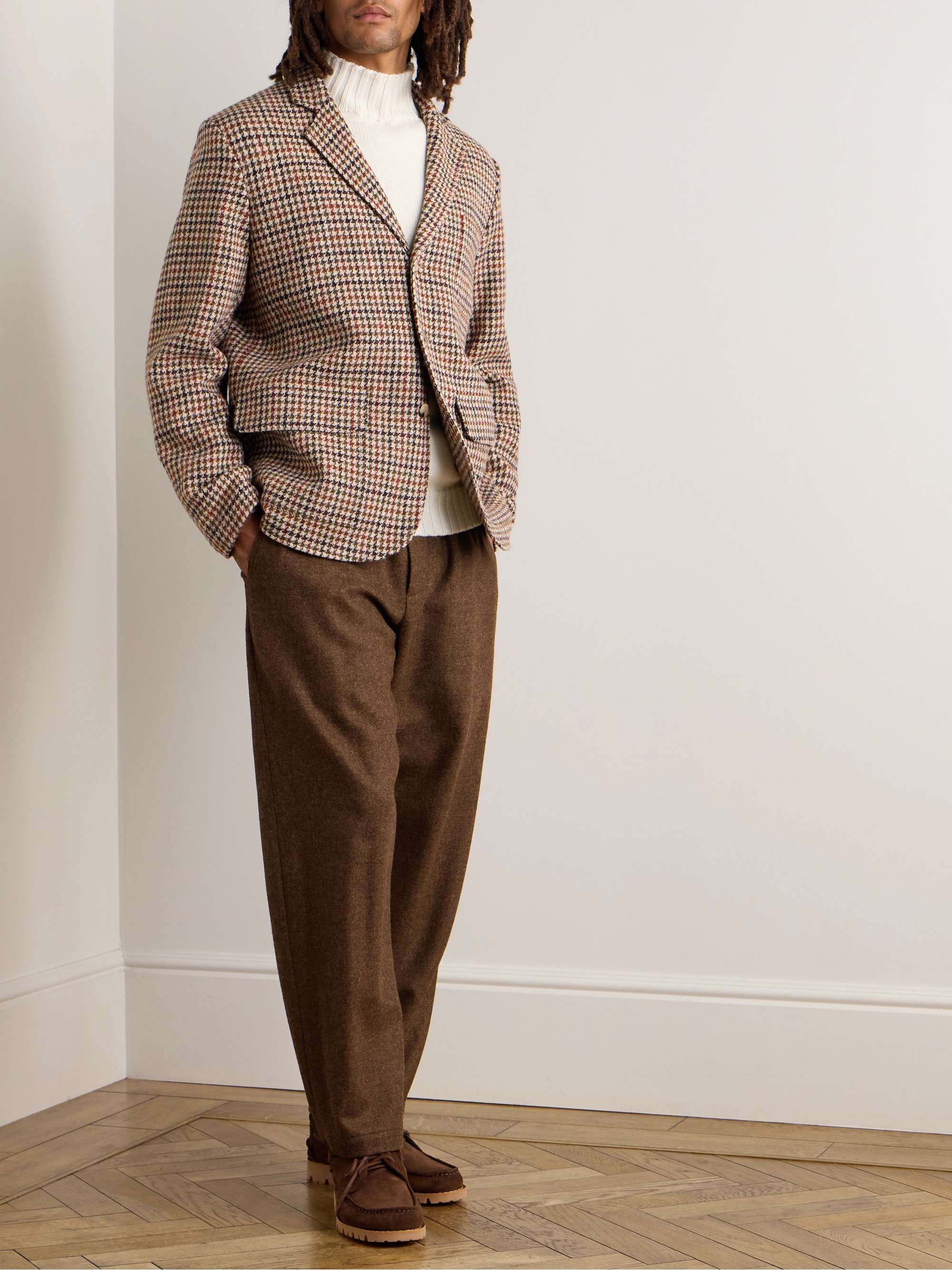 Straight-Leg Wool-Twill Drawstring Trousers view