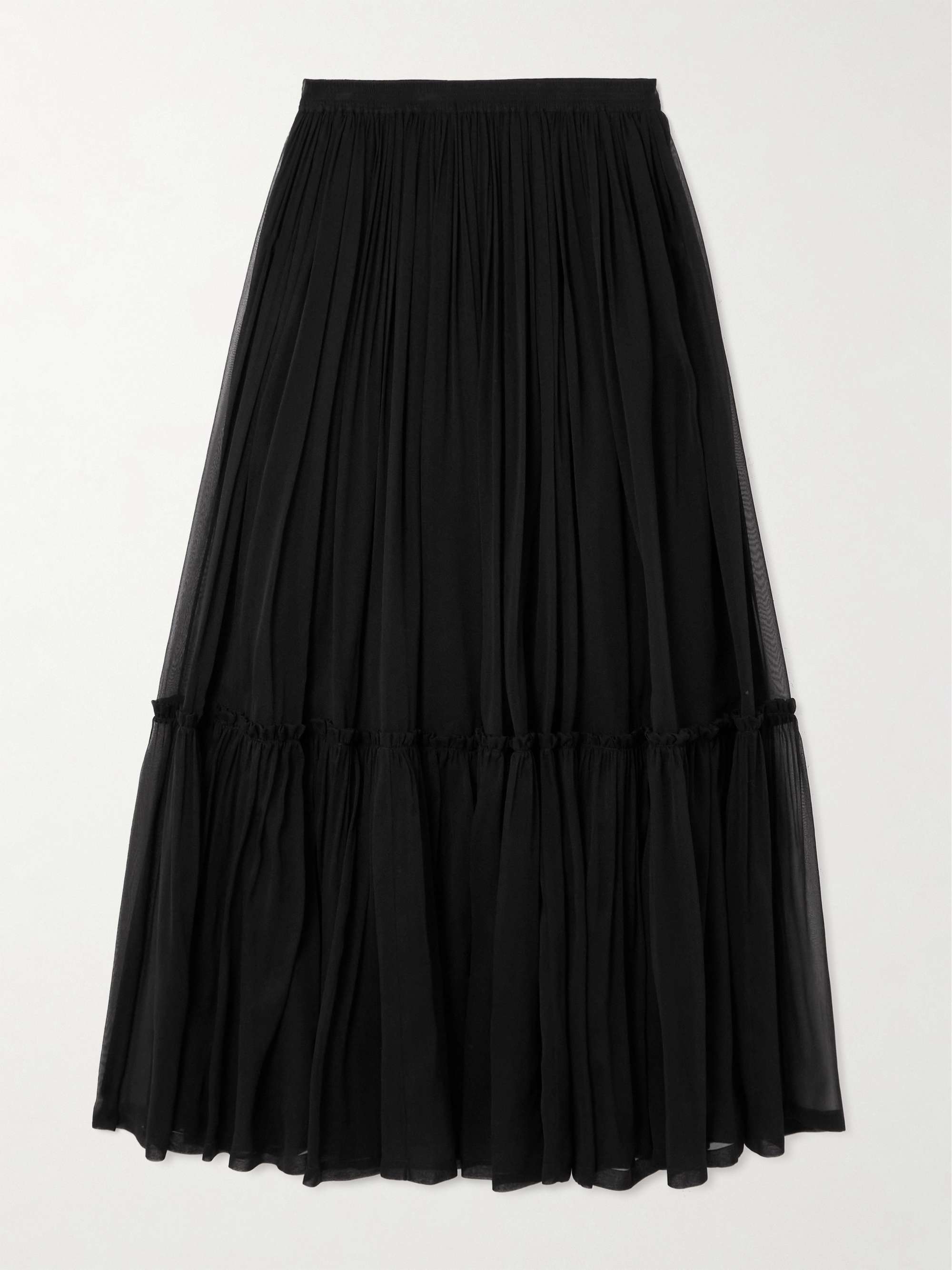 Tiered gathered silk-chiffon maxi skirt view