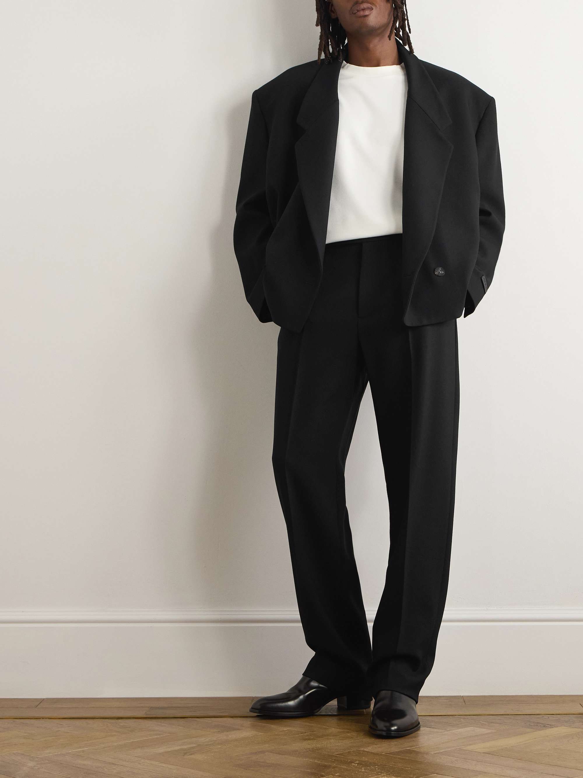 8th Straight-Leg Pleated Wool-Gabardine Trousers view