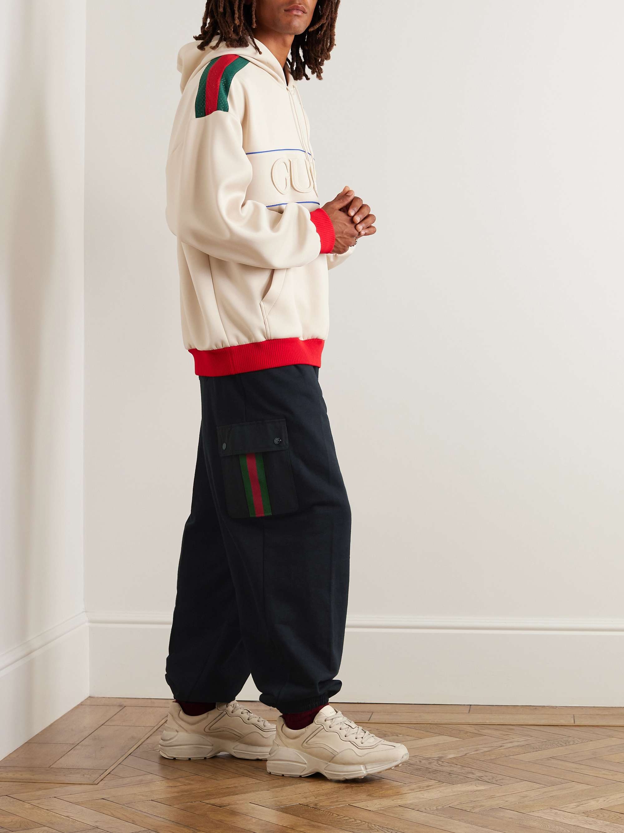 Tapered Webbing-Trimmed Jersey Sweatpants view