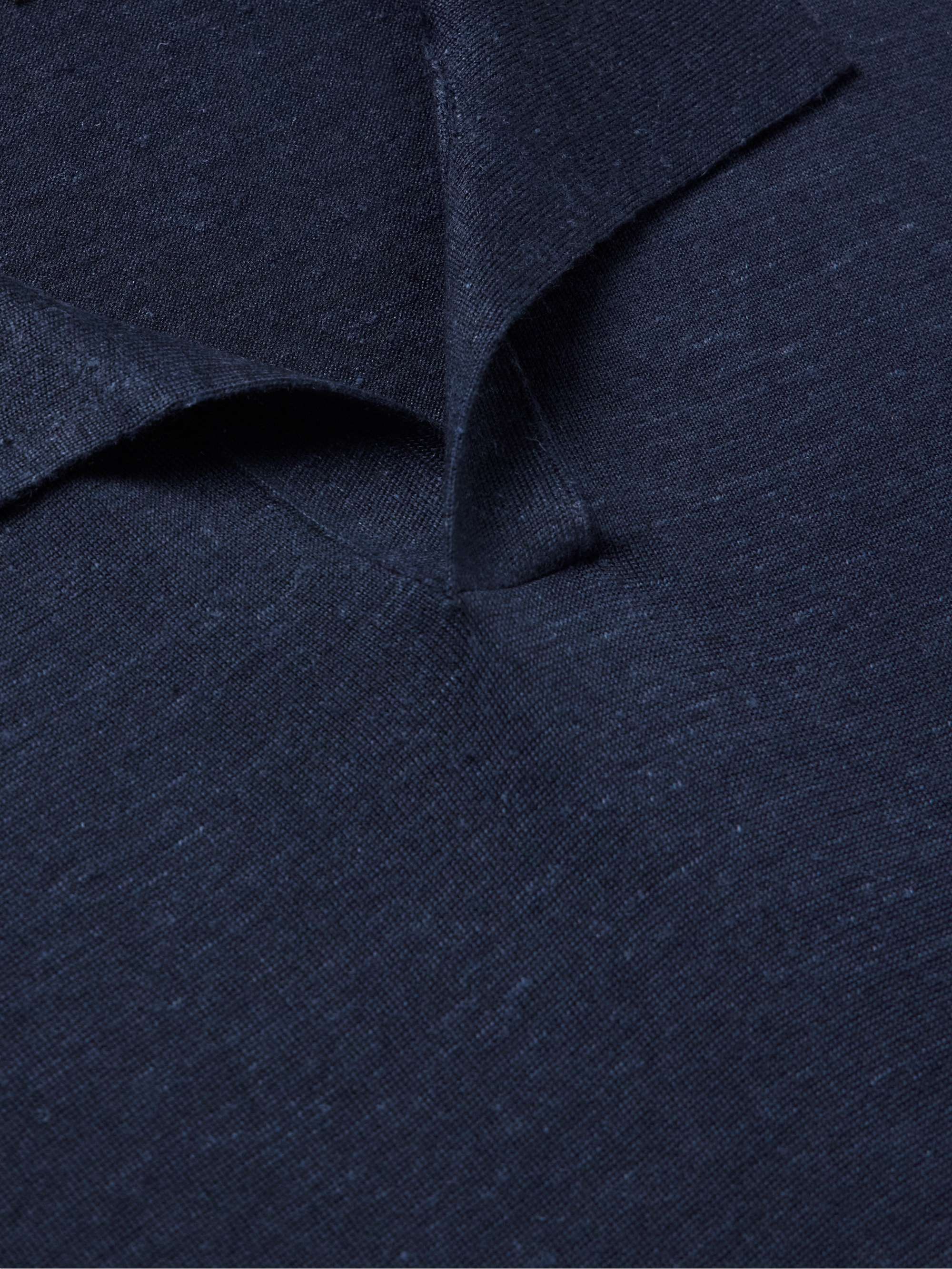 Silk, Cashmere and Linen-Blend Polo Shirt view