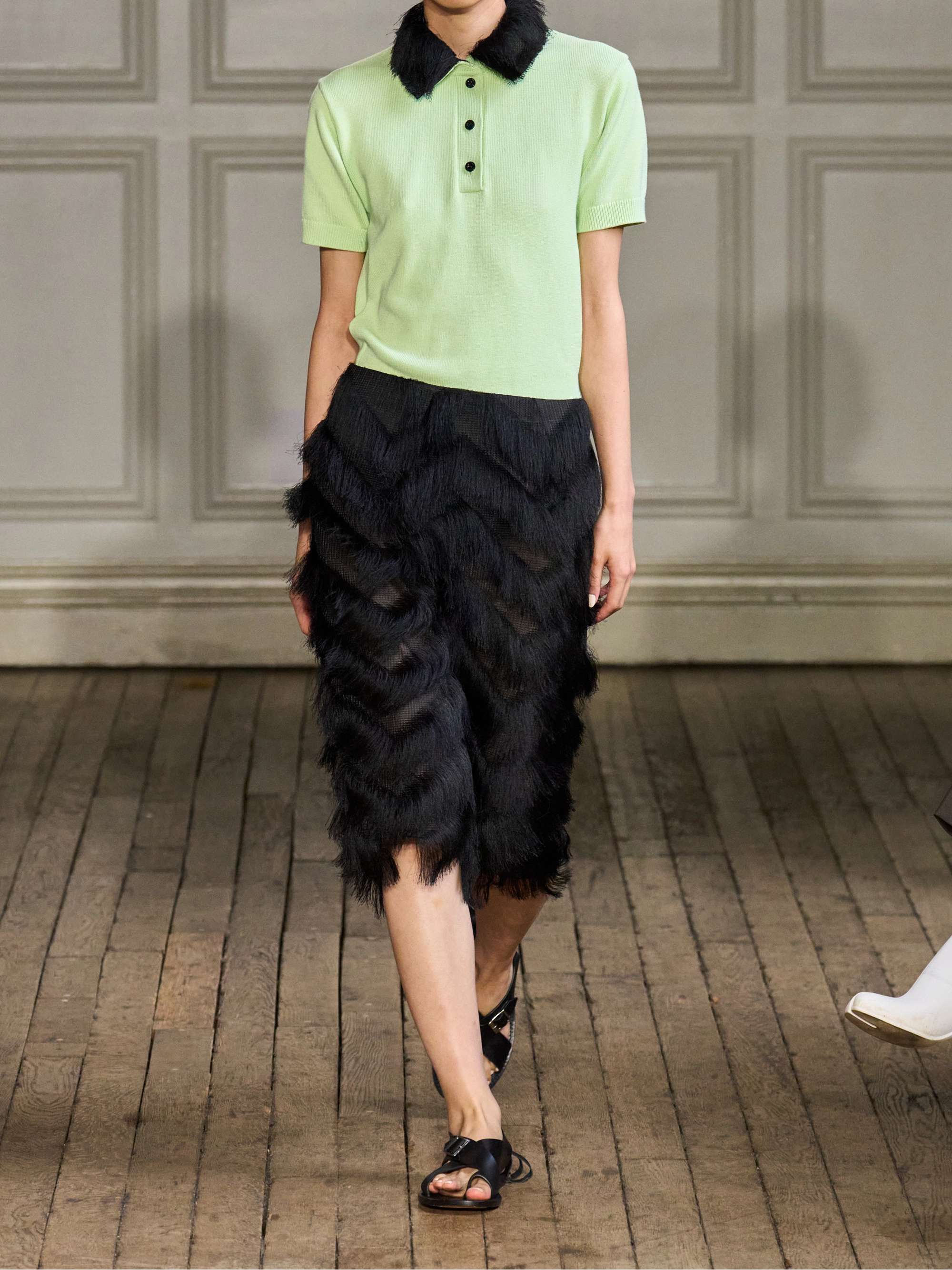 Lorelei fringed mesh midi skirt view