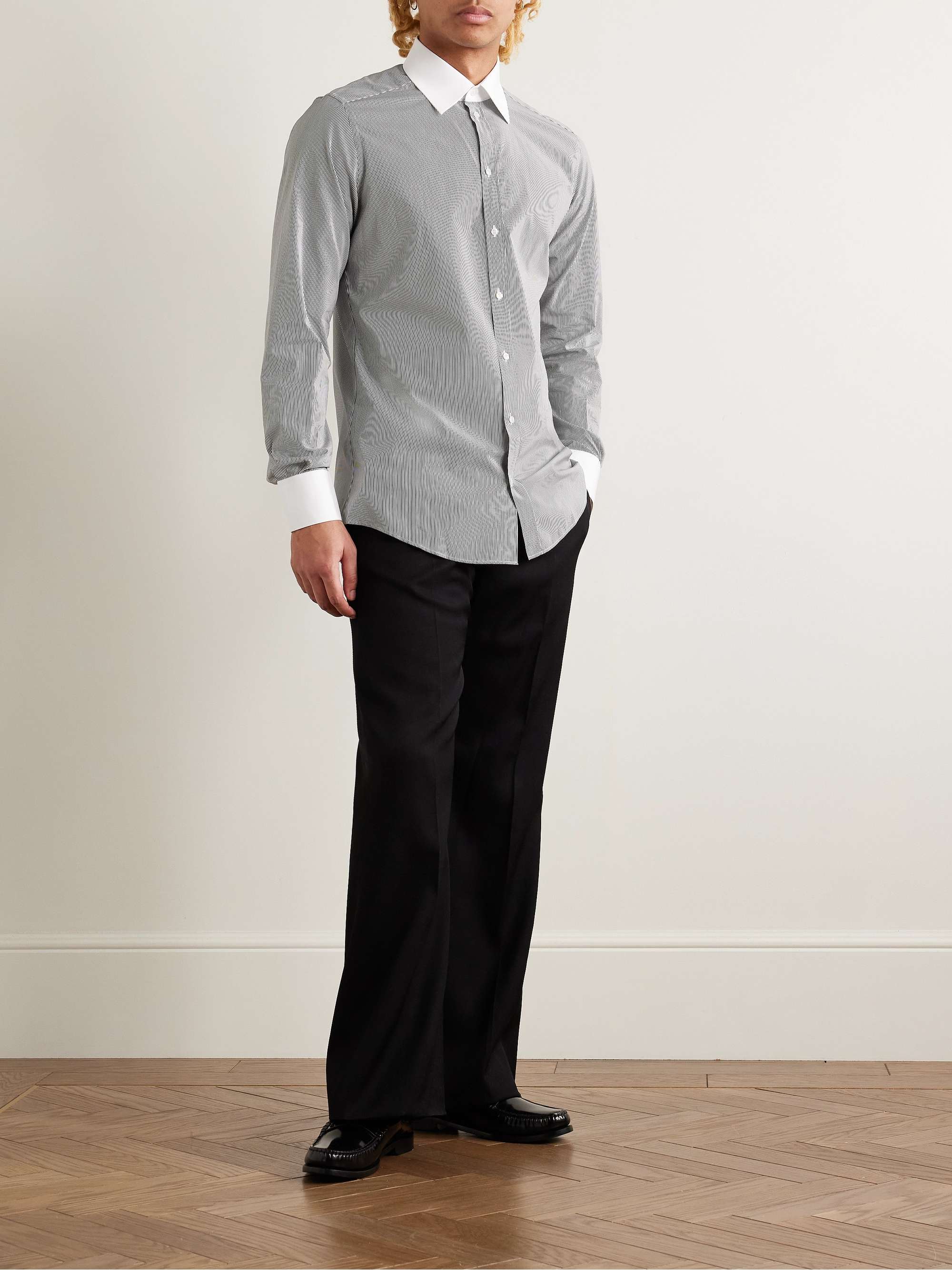 Martini Slim-Fit Striped Cotton-Poplin Shirt view