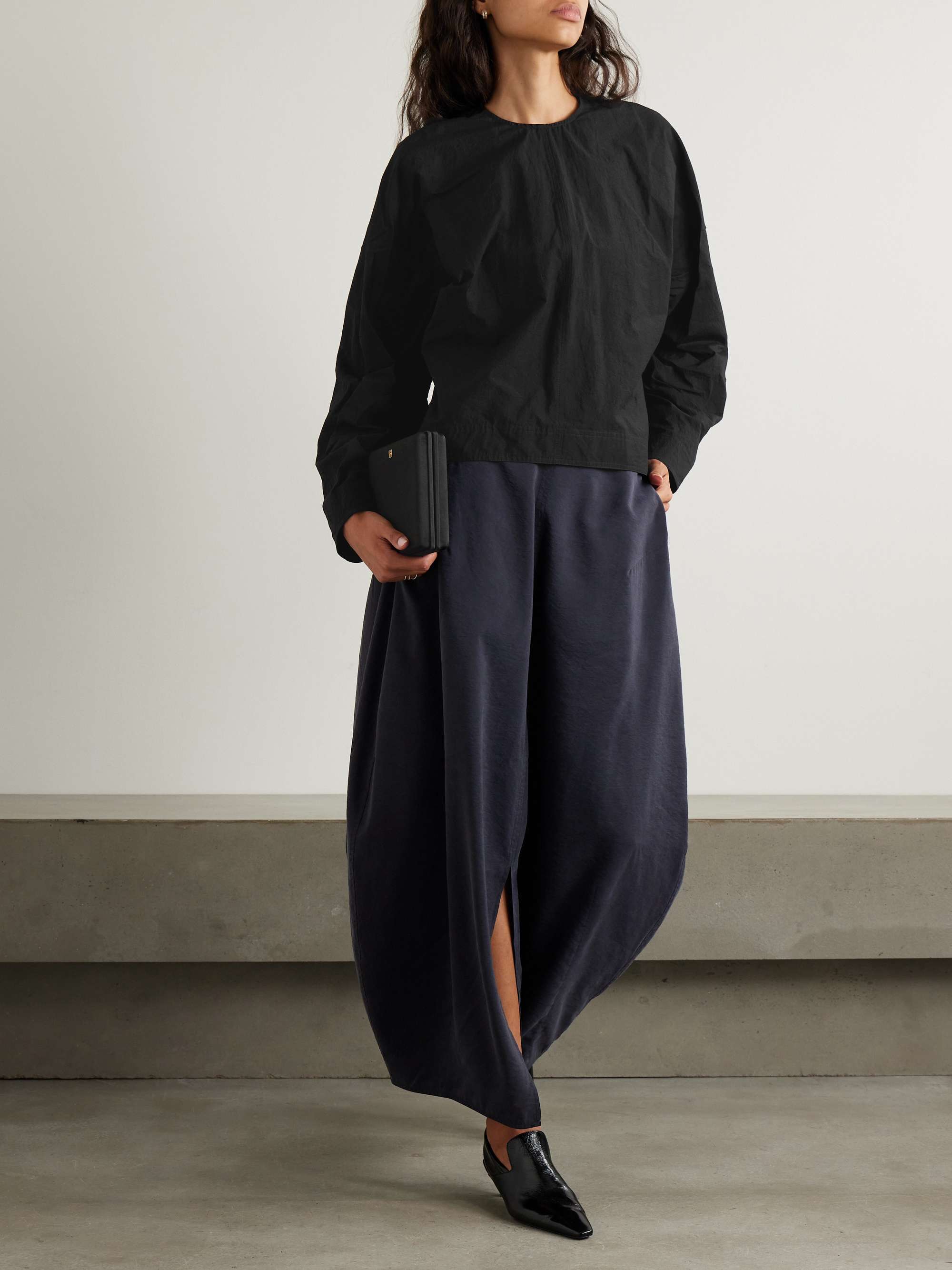 Cotton-blend poplin top view