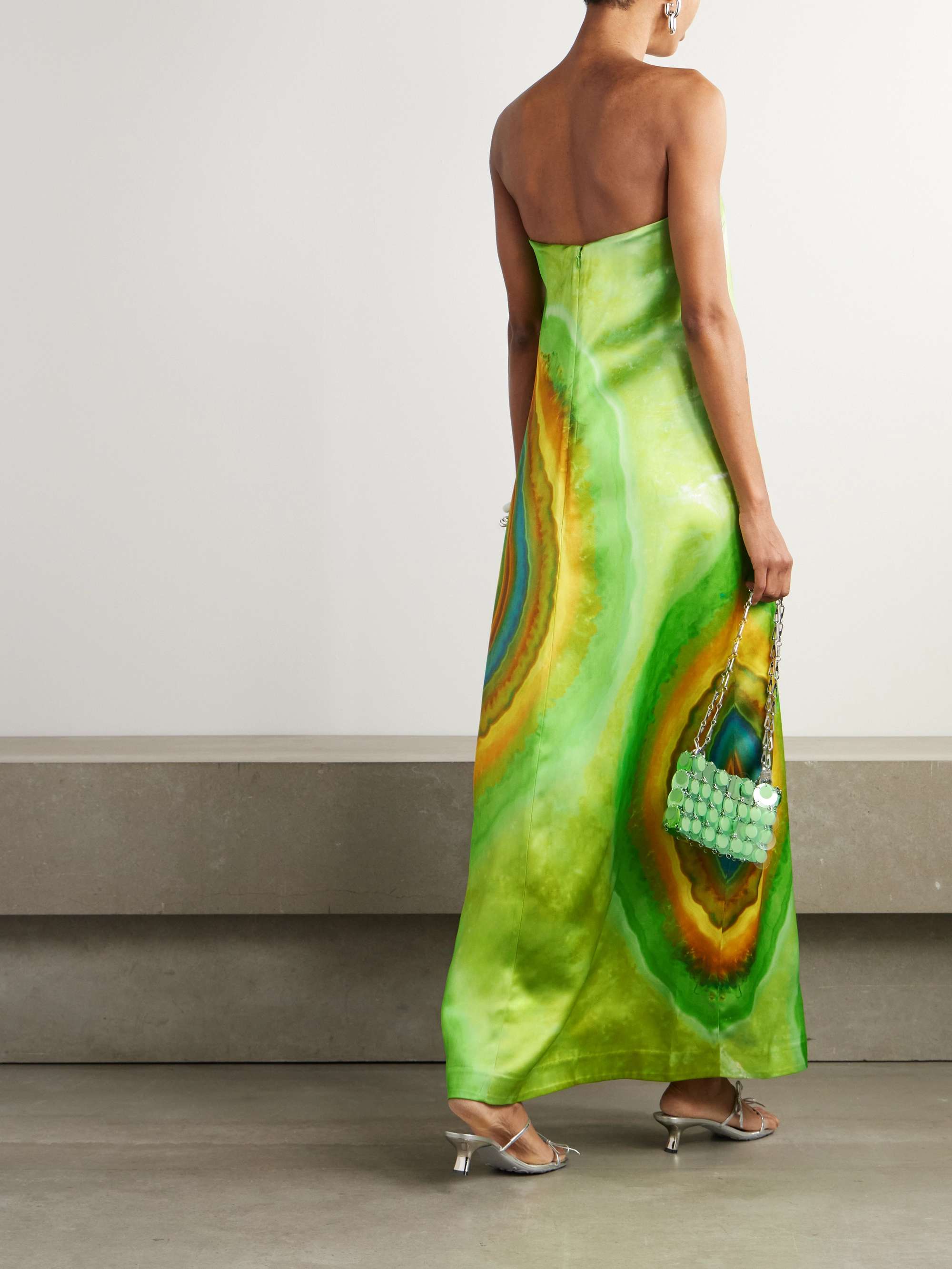 Iris strapless printed satin maxi dress view