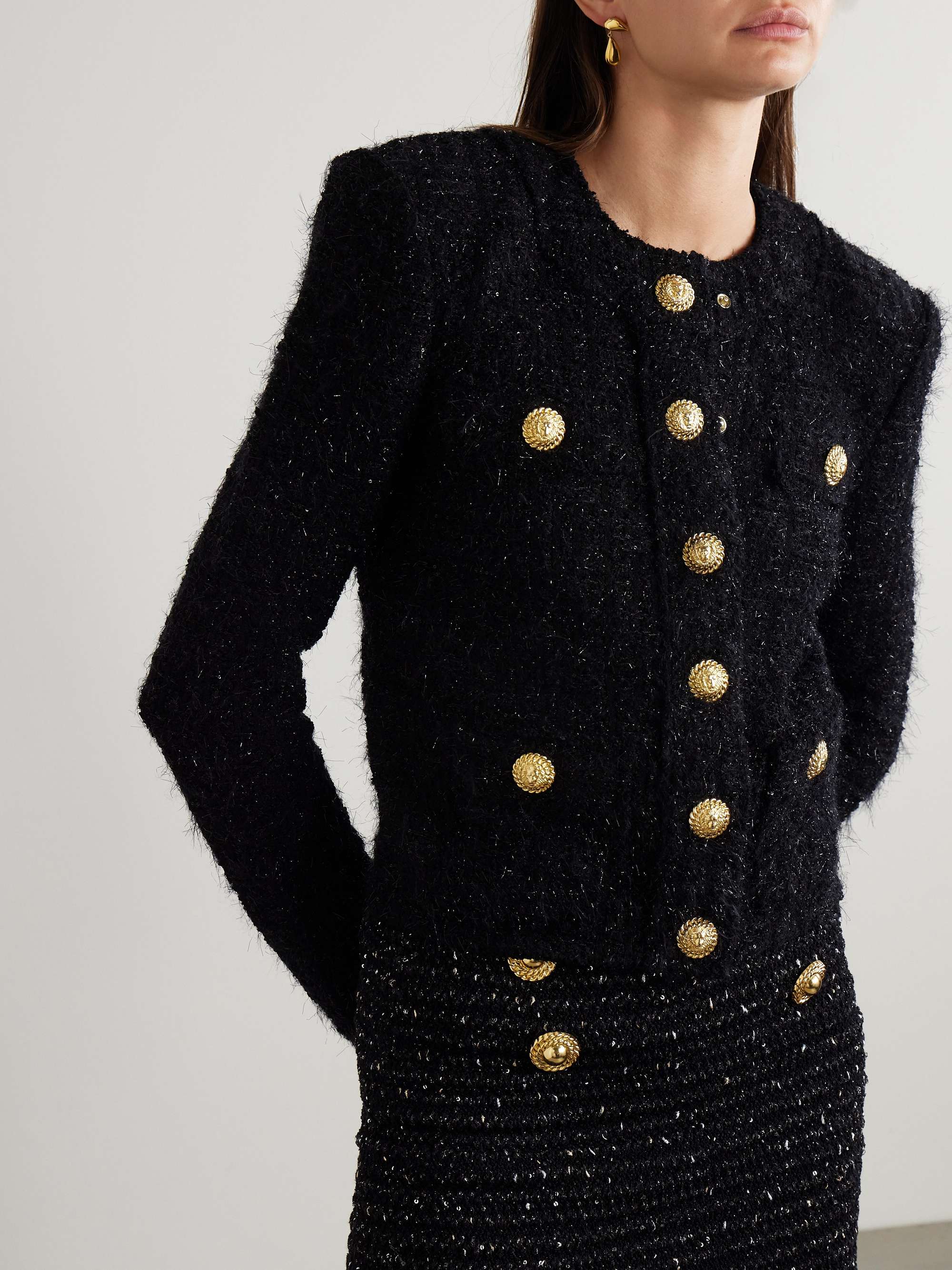 Embellished metallic bouclé-tweed jacket view