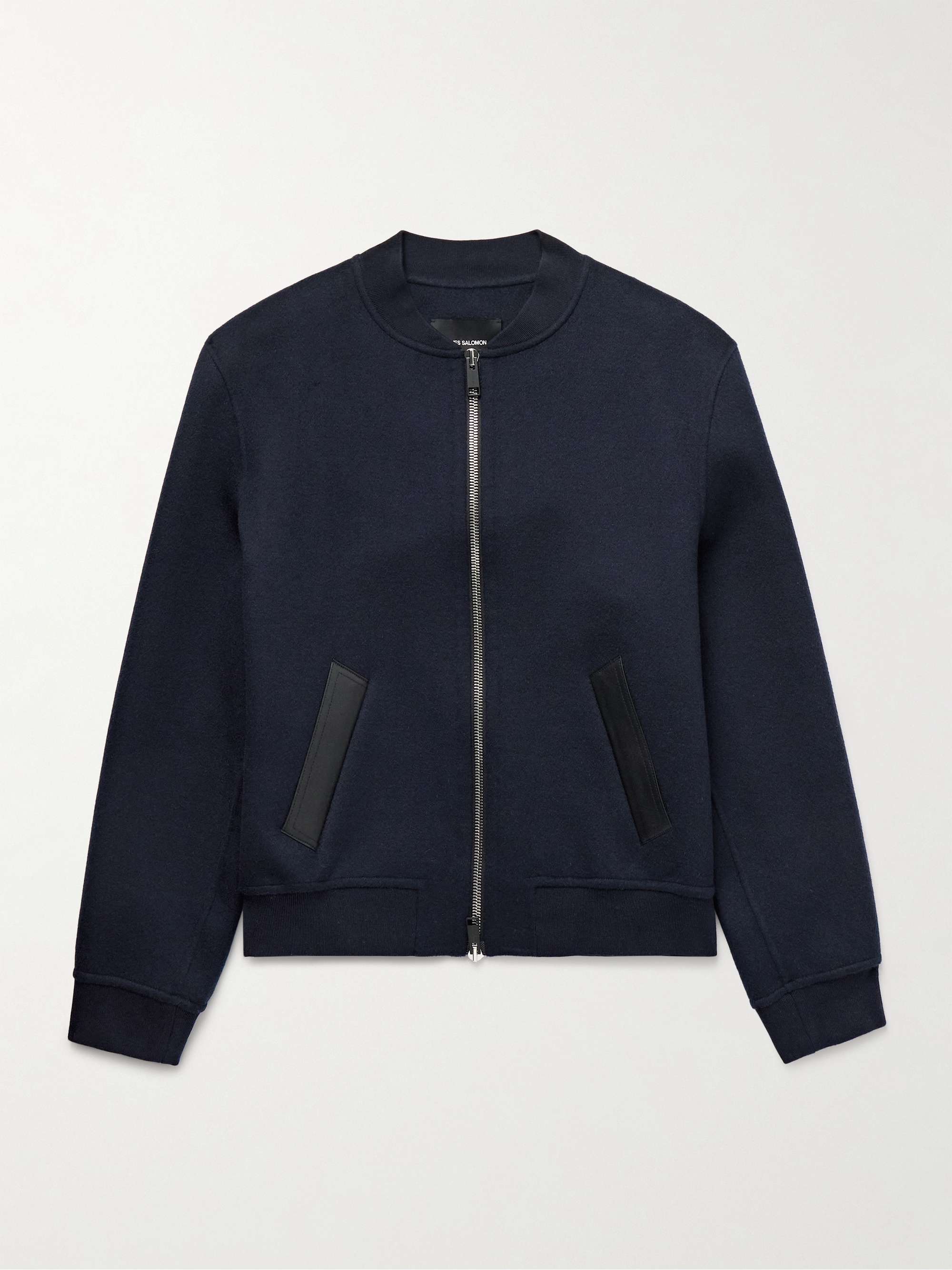 Leather-Trimmed Wool and Cashmere-Blend Felt Bomber Jacket view