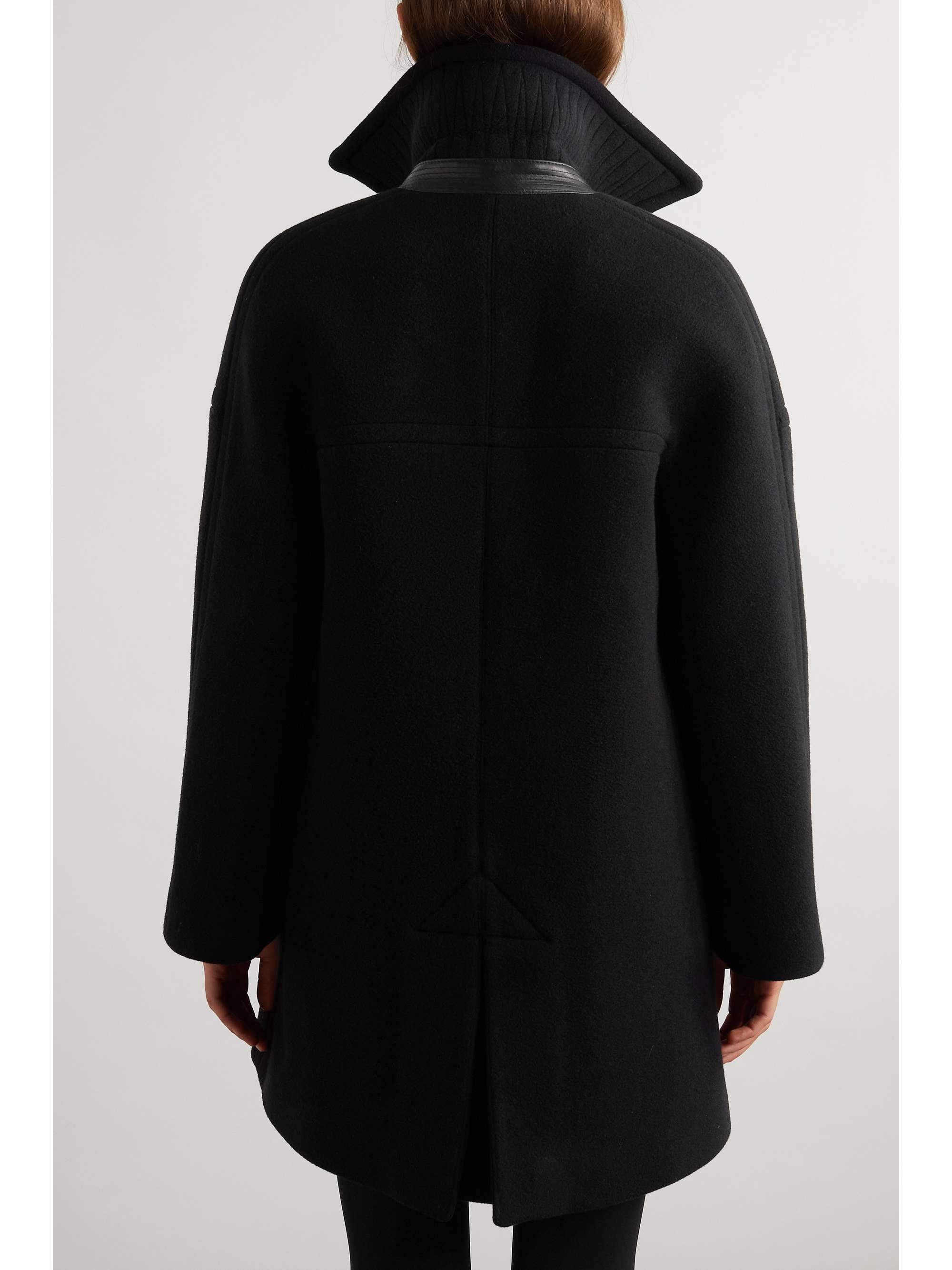 Archetypes leather-trimmed wool-blend coat view