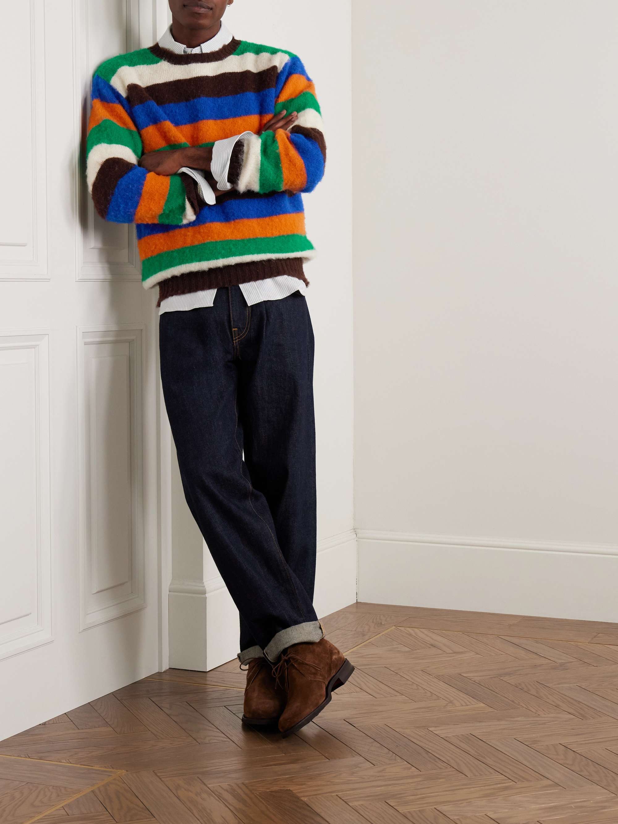 Striped Brushed-Wool Sweater view