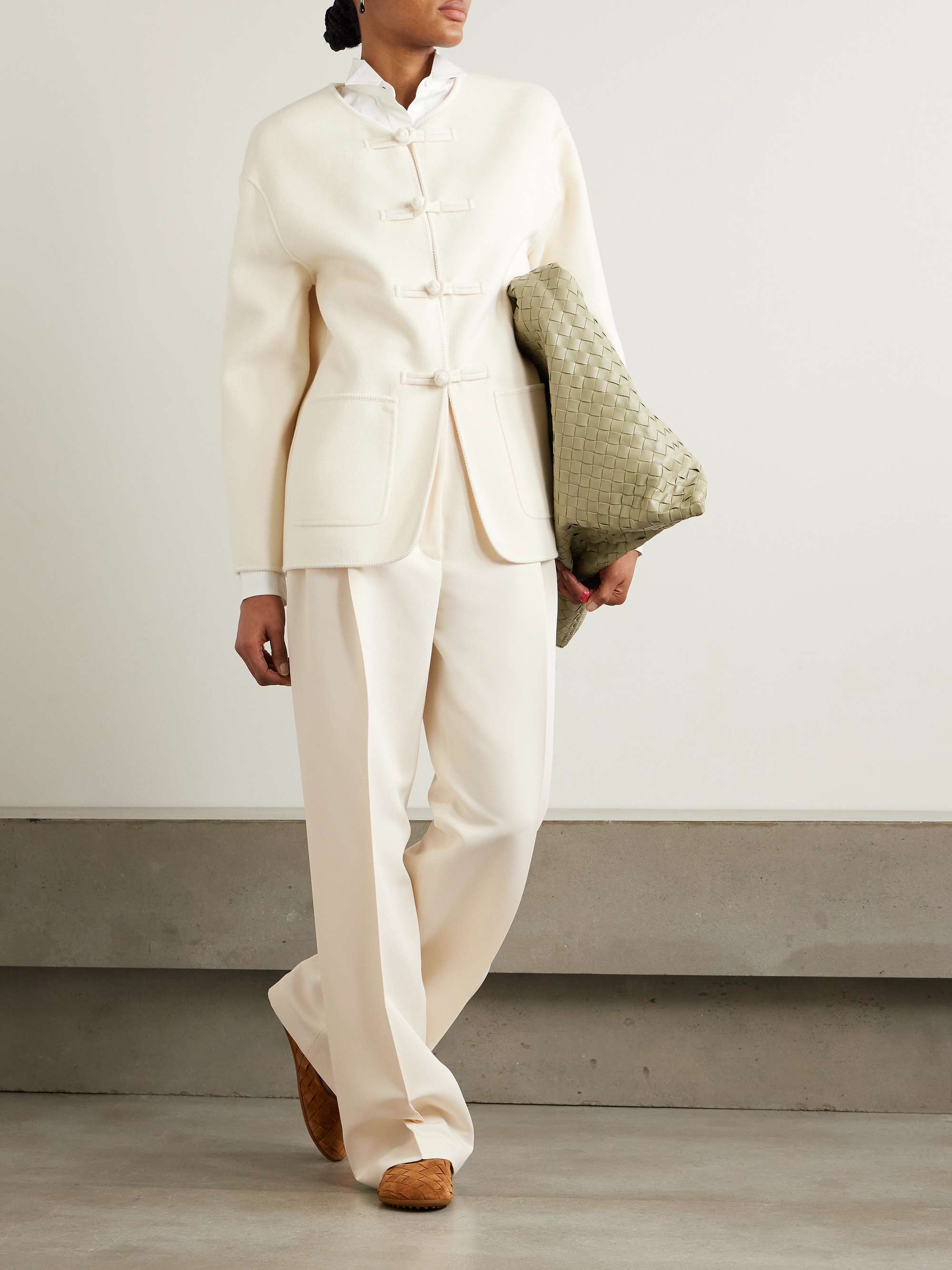 Pleated recycled-twill wide-leg pants view