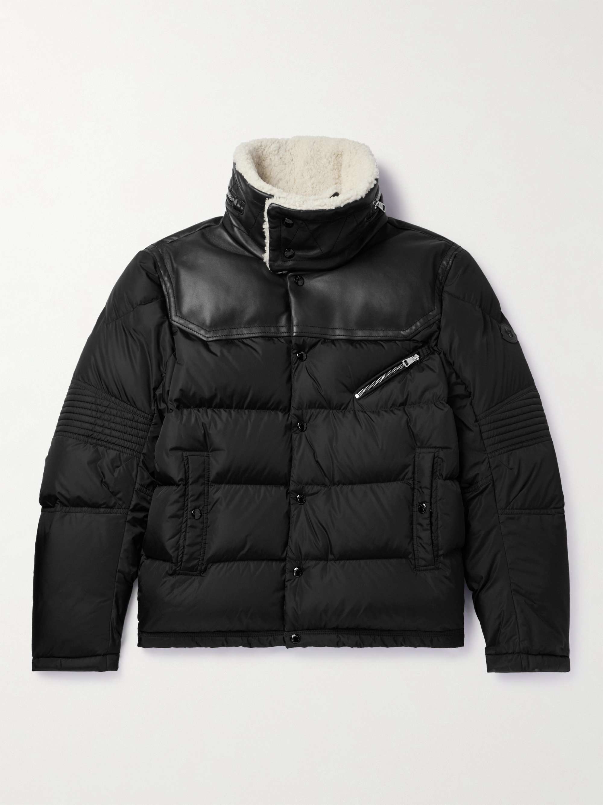 Leo Logo-Appliquéd Shearling and Leather-Trimmed Quilted Shell Down Jacket view