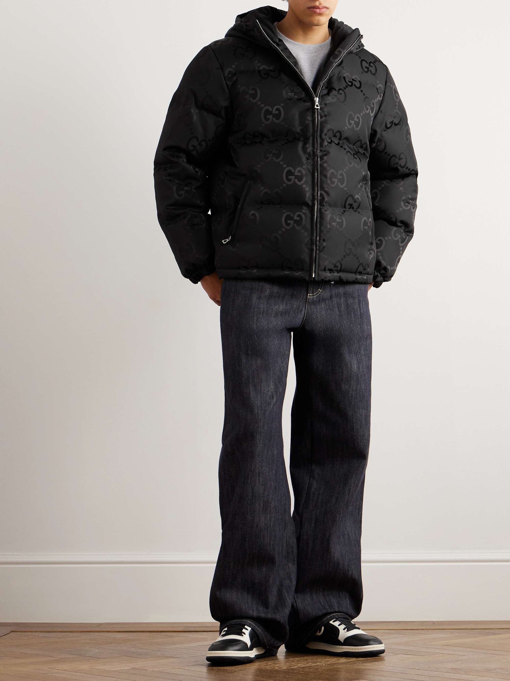 Quilted Logo-Jacquard Shell Hooded Down Jacket view