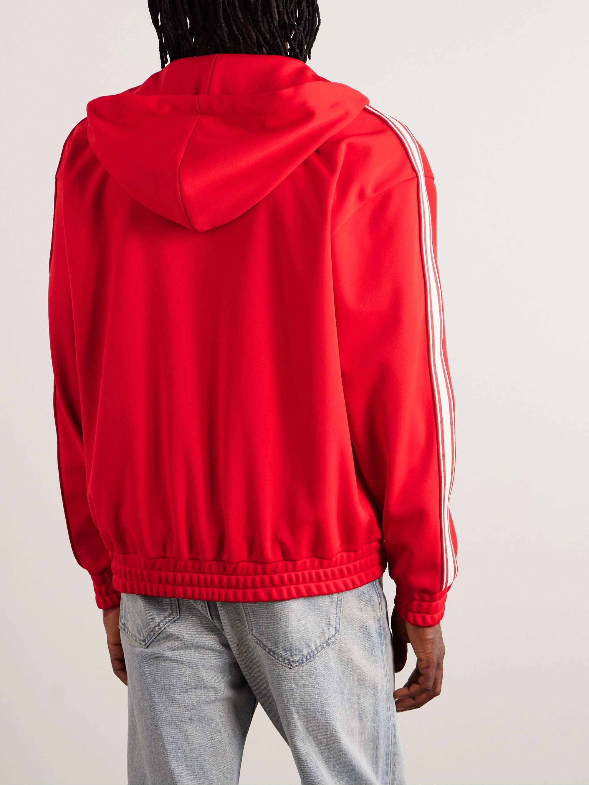 Logo-Embroidered Striped Jersey Zip-Up Hoodie view