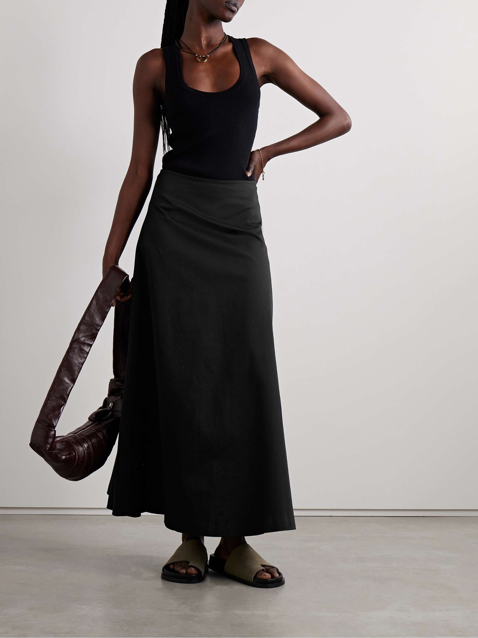 Organic cotton-blend twill maxi skirt view