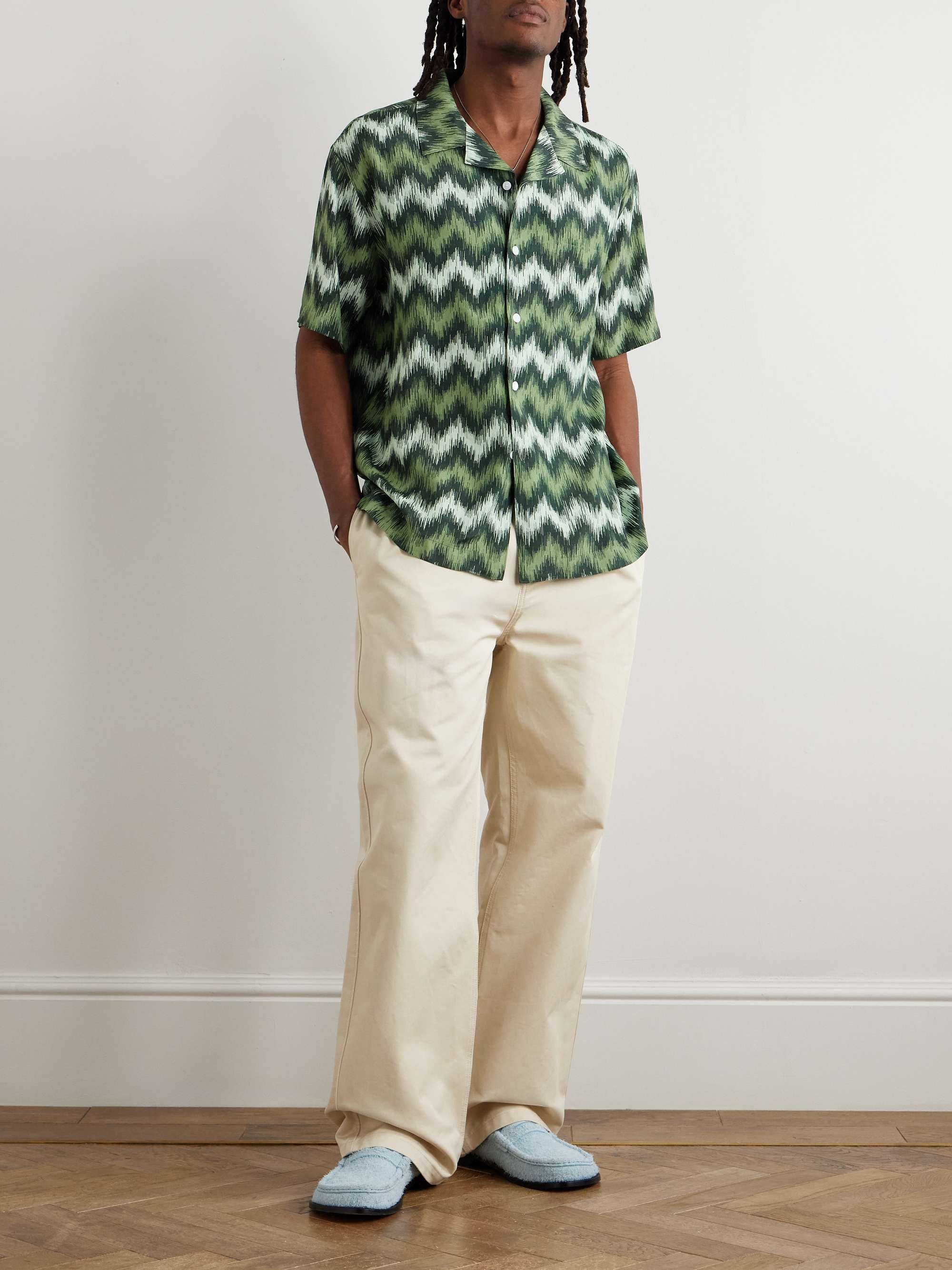 Camp-Collar Printed Jersey Shirt view