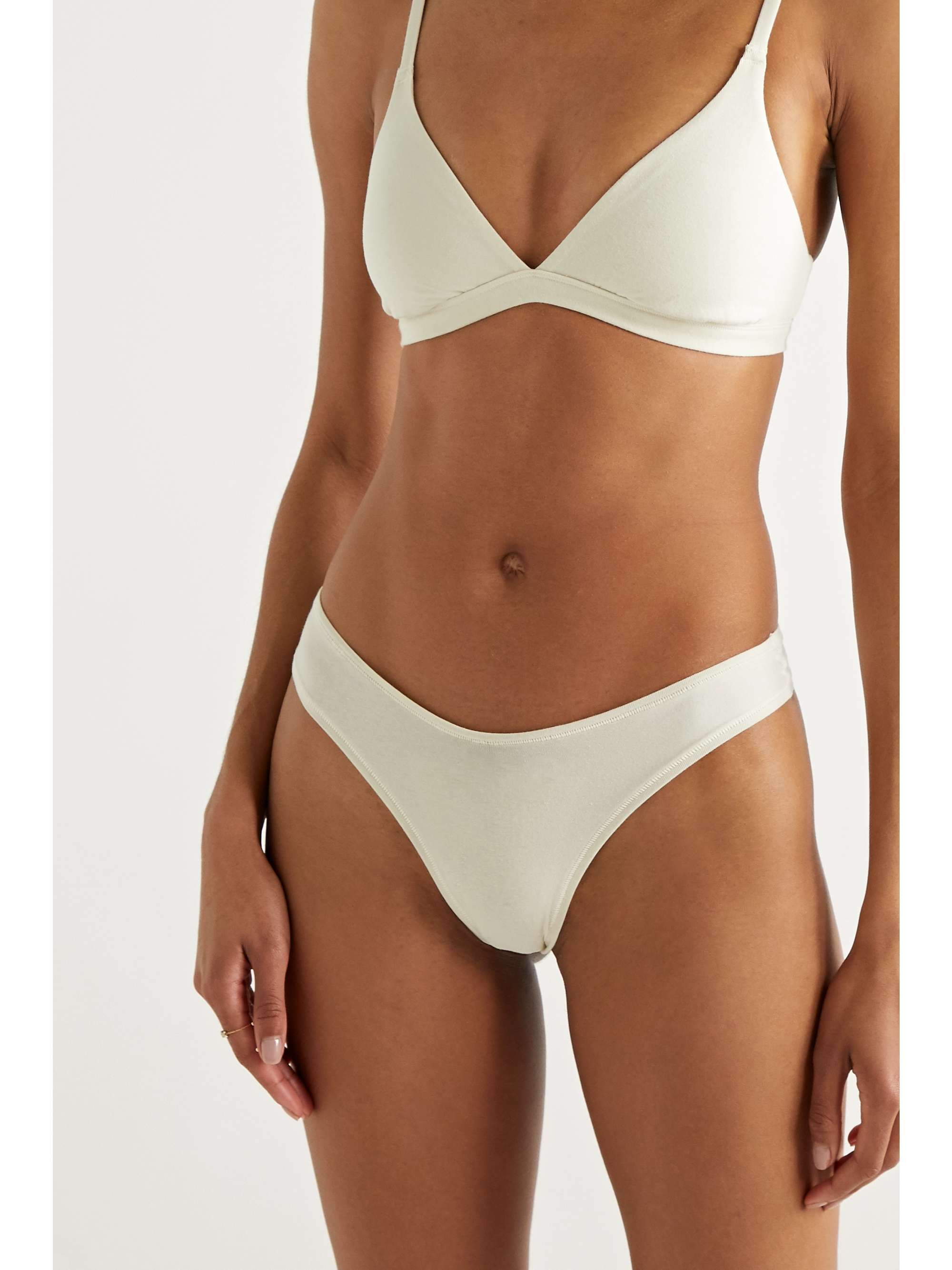 Cotton-Blend Jersey Dipped Thong view